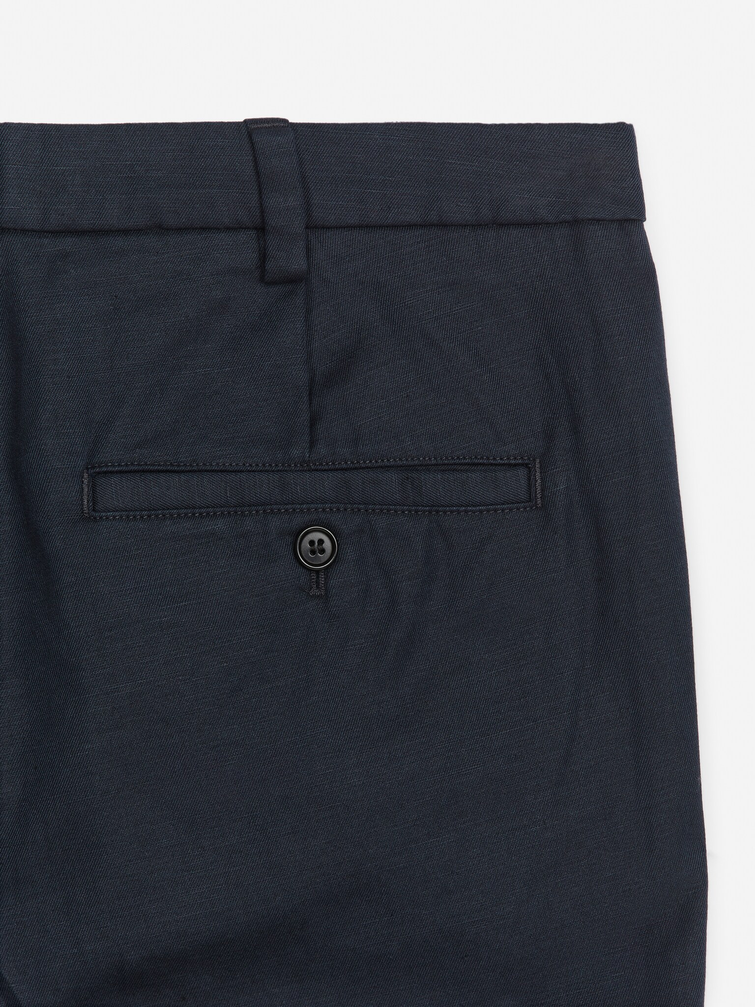 Pantalon classique 7/8 en coton et lin - Bleu foncé/Noir/Blanc cassé - 2