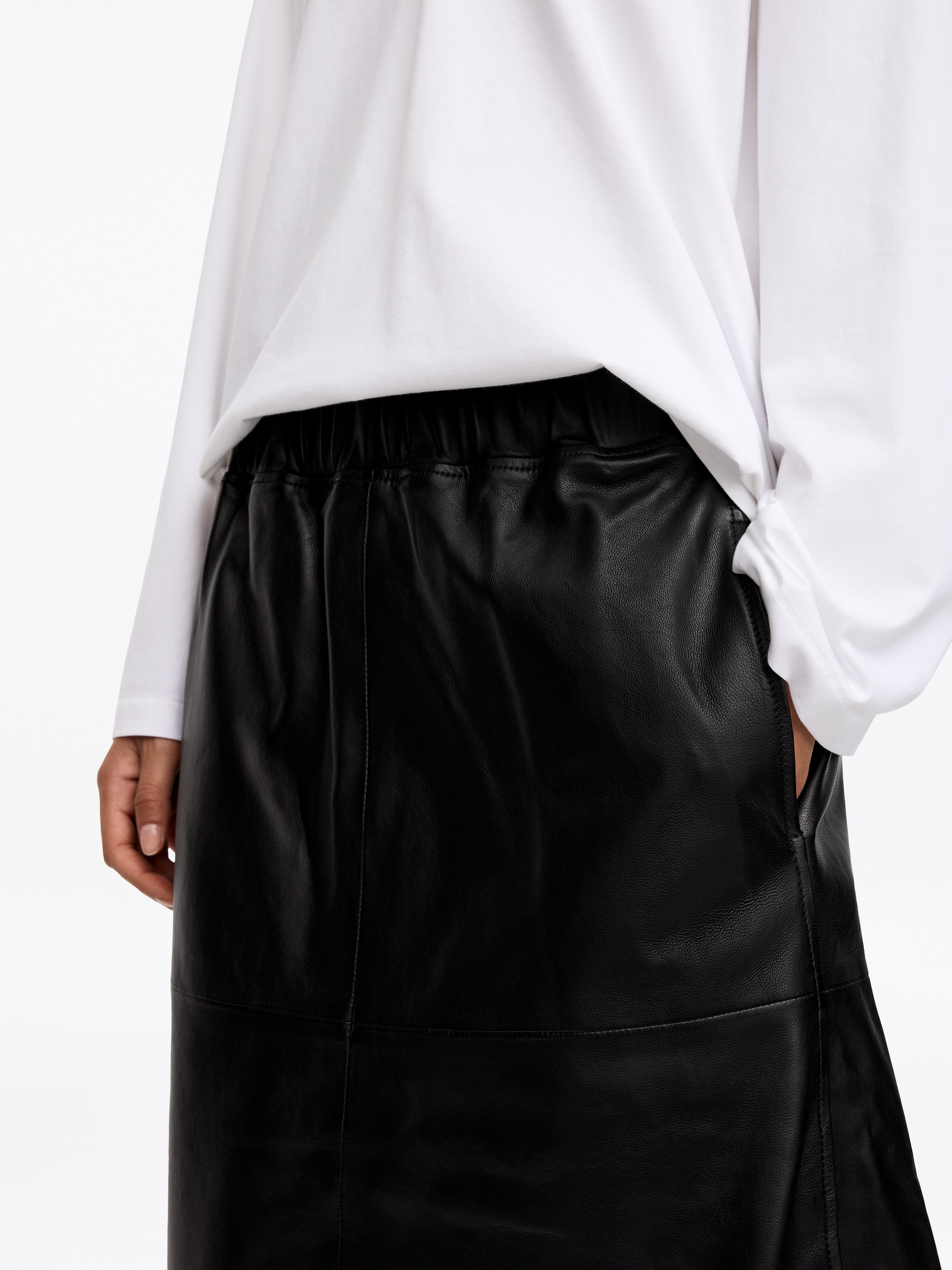Jupe en cuir à enfiler - Noir - Regular fit - women - StillMedia/Lookbook - 5