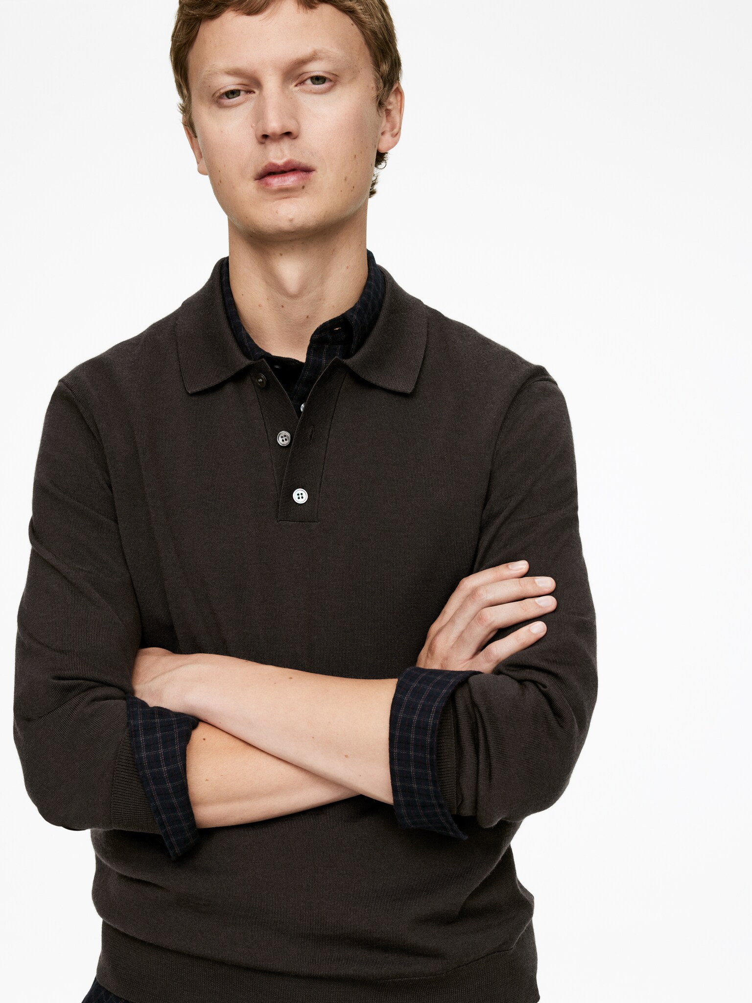Merino Polo Jumper - Dark Brown/Dark Green/Dark Blue/Grey Melange/Black - 5