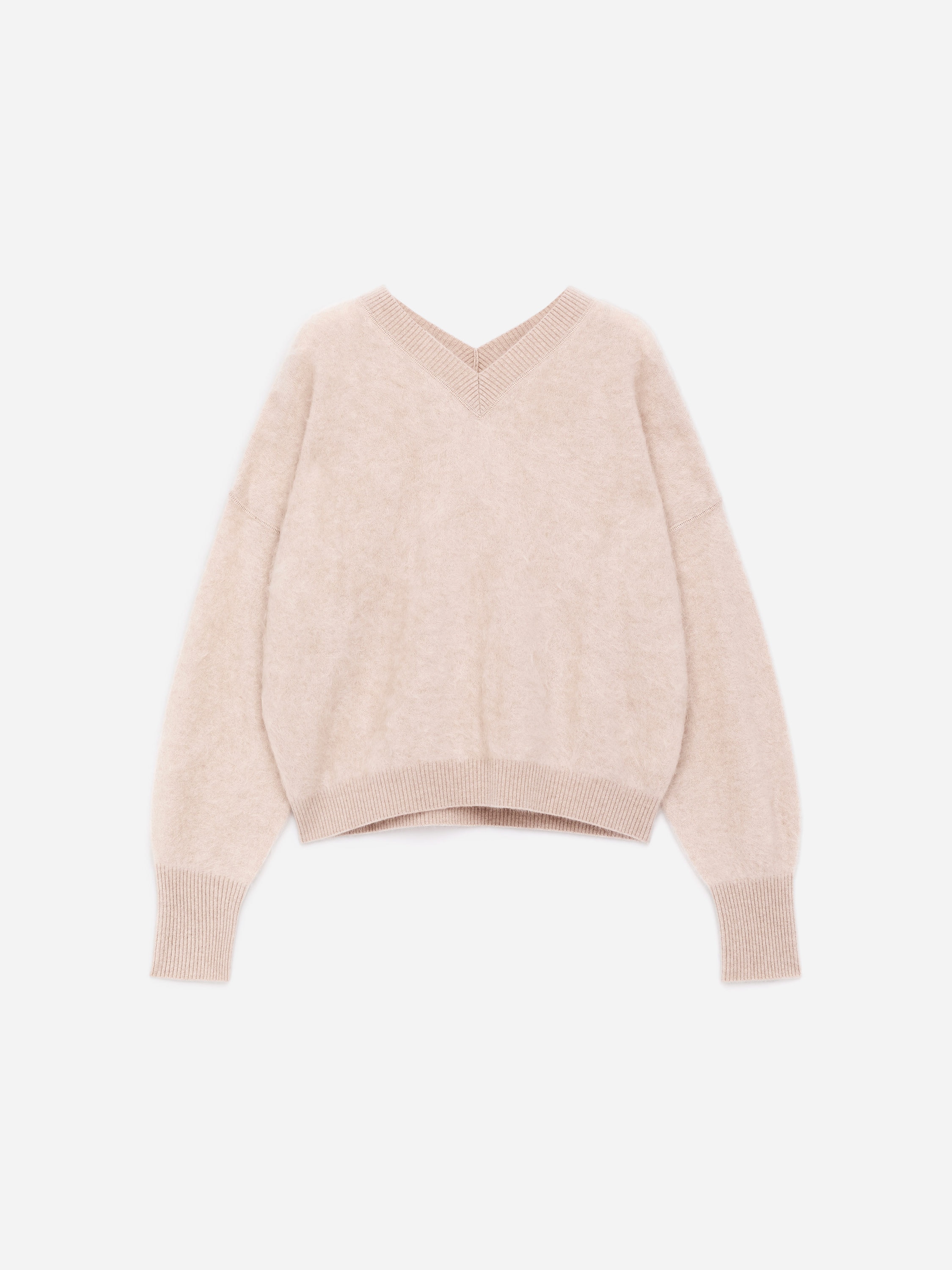 Pullover aus reinem, gebürstetem Kaschmir-Beige-17187