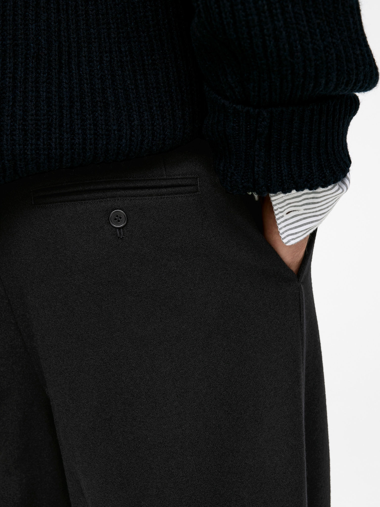 Pantalon décontracté en laine - Noir/Marron - 6