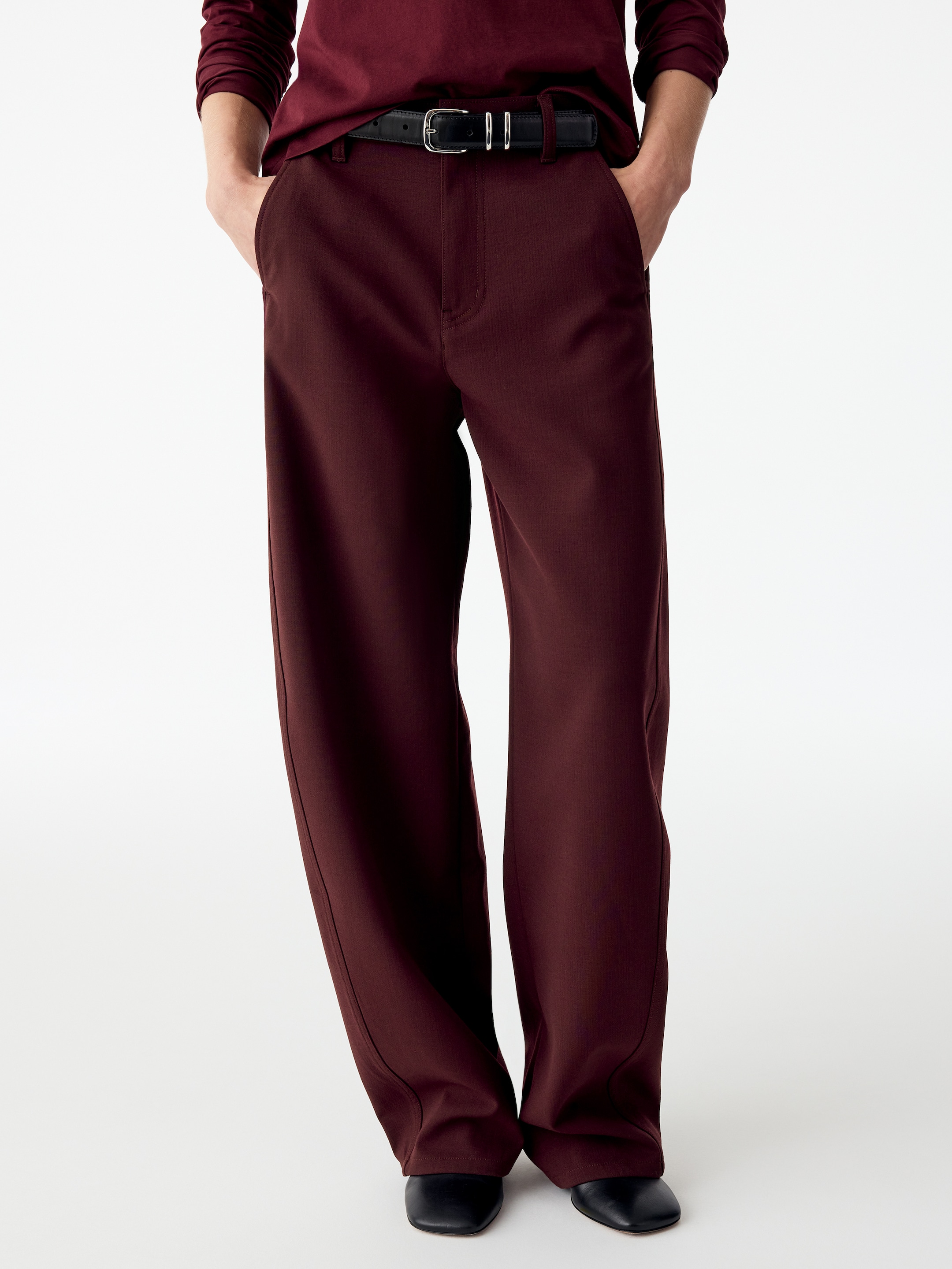 Barrel-Leg Wool-blend Trousers - Dark red - Relaxed fit - women - StillMedia/Lookbook - 8