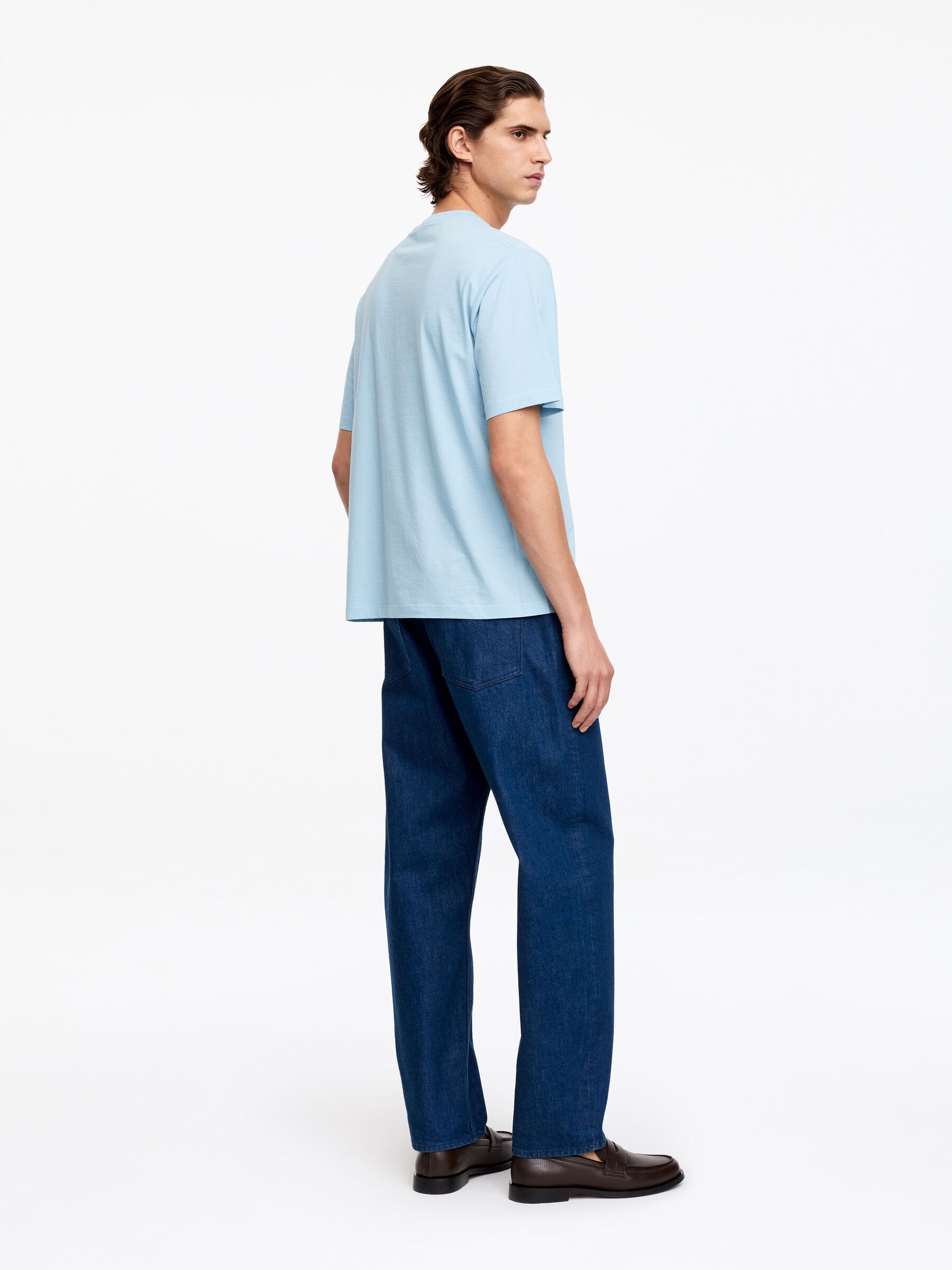 Relaxed Cotton T-Shirt - Dusty Blue - Relaxed fit - Men - StillMedia/Lookbook - 2