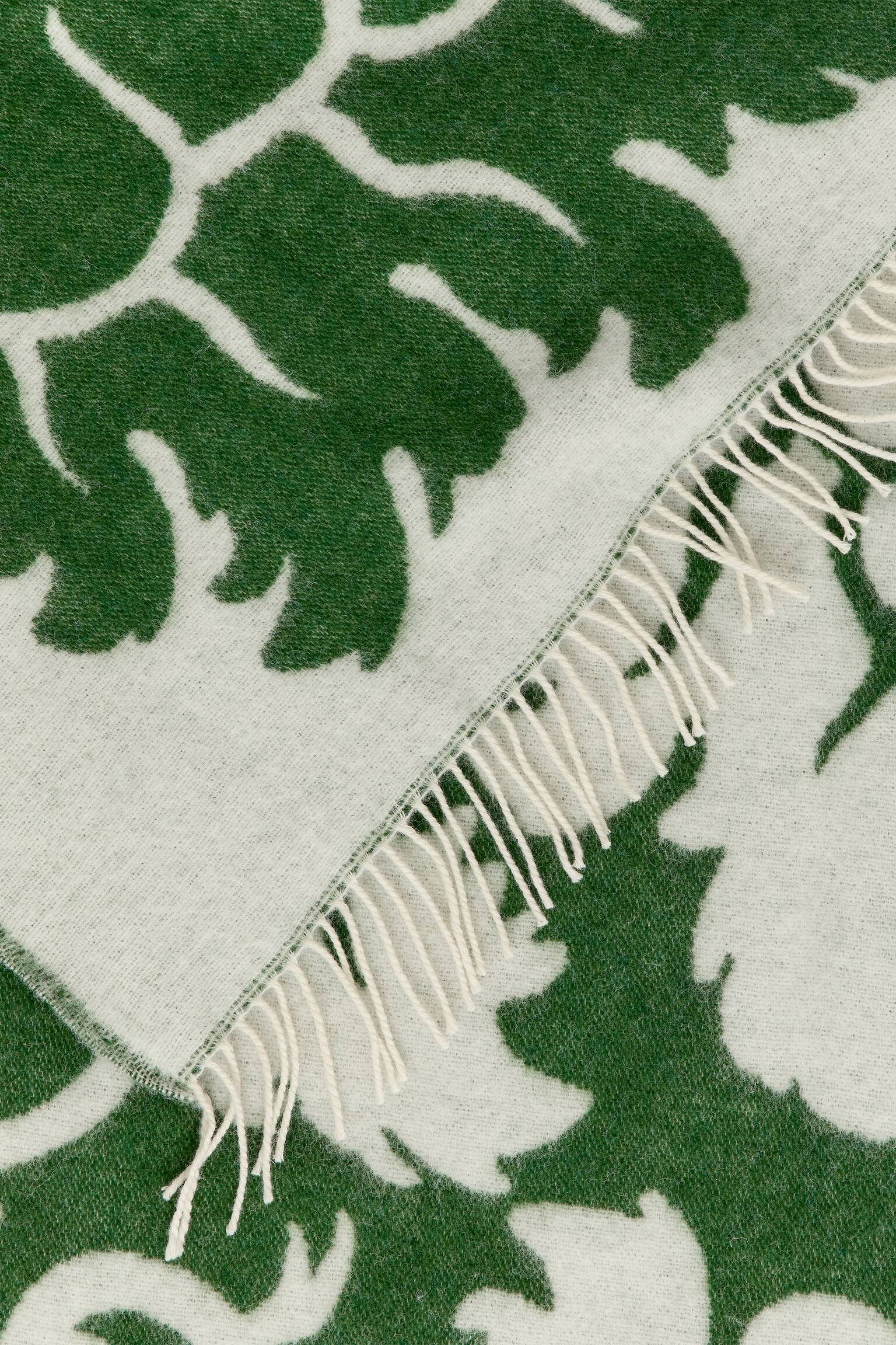 Μάλλινη κουβέρτα Klippan - Λευκό/Πράσινο - 2