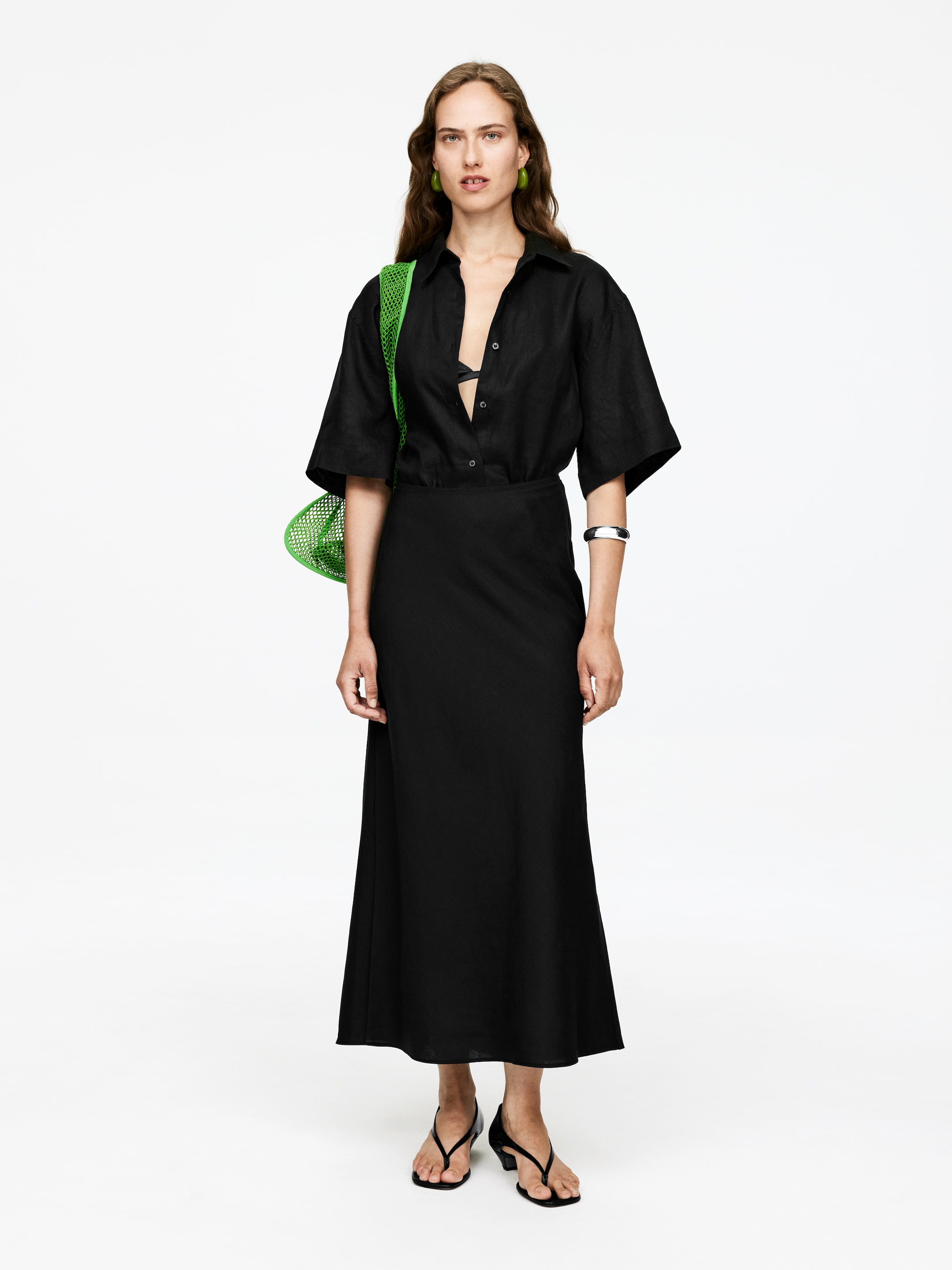 Grösseres Bild ansehen: Rock aus Leinenmischung - Schwarz - DAMEN | H&M CH 1