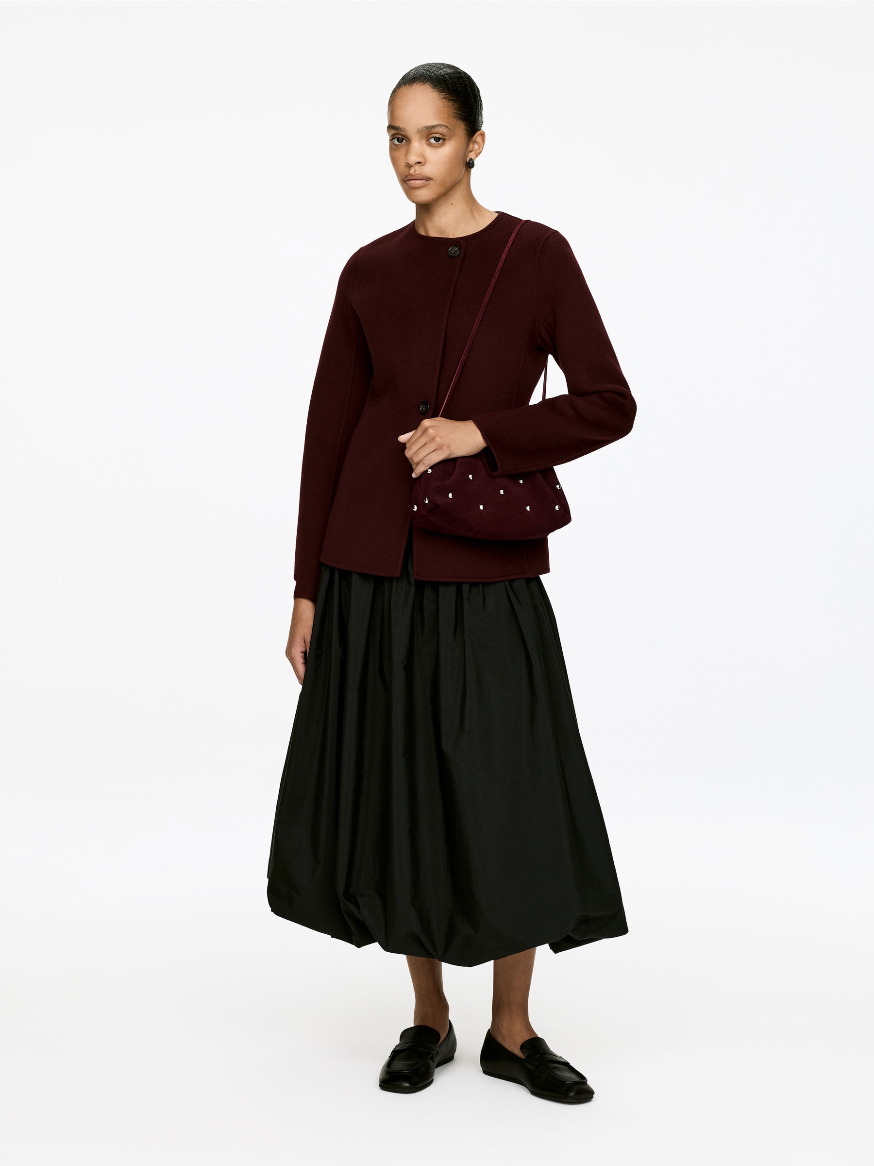 Pochette cloutée en daim - Bordeaux - Femme - StillMedia/Lookbook - 5