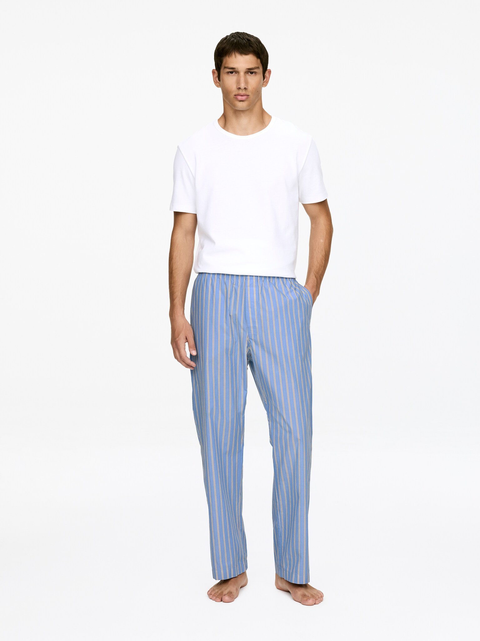 Poplin Pyjama Trousers - Blue/Striped