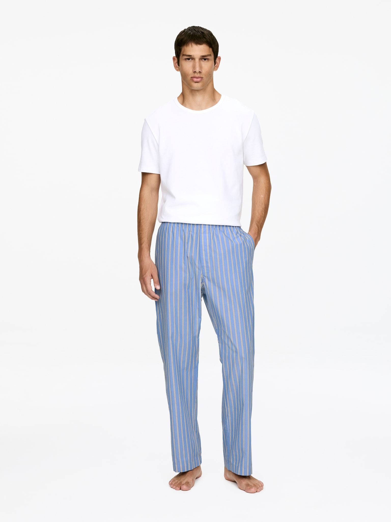 Pantaloni del pigiama in popeline - Blu/Righe/Blu/Righe