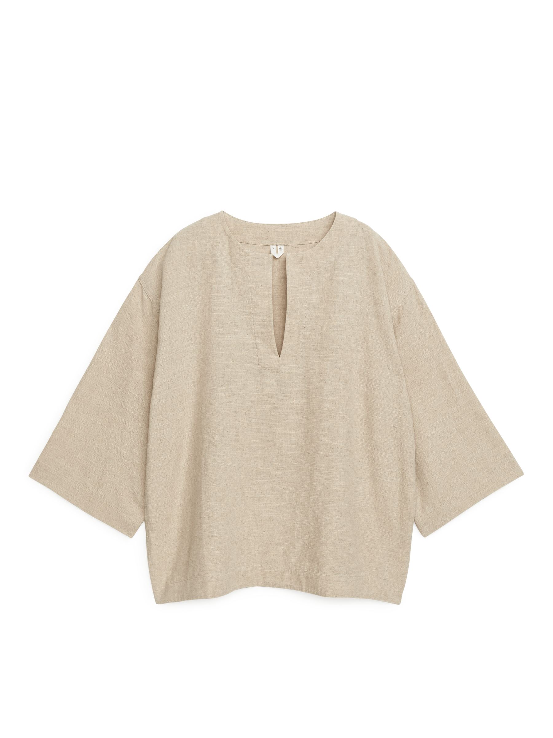 Textured Linen Blend Shirt - Beige - Women - StillMedia/DescriptiveStillLife - 1