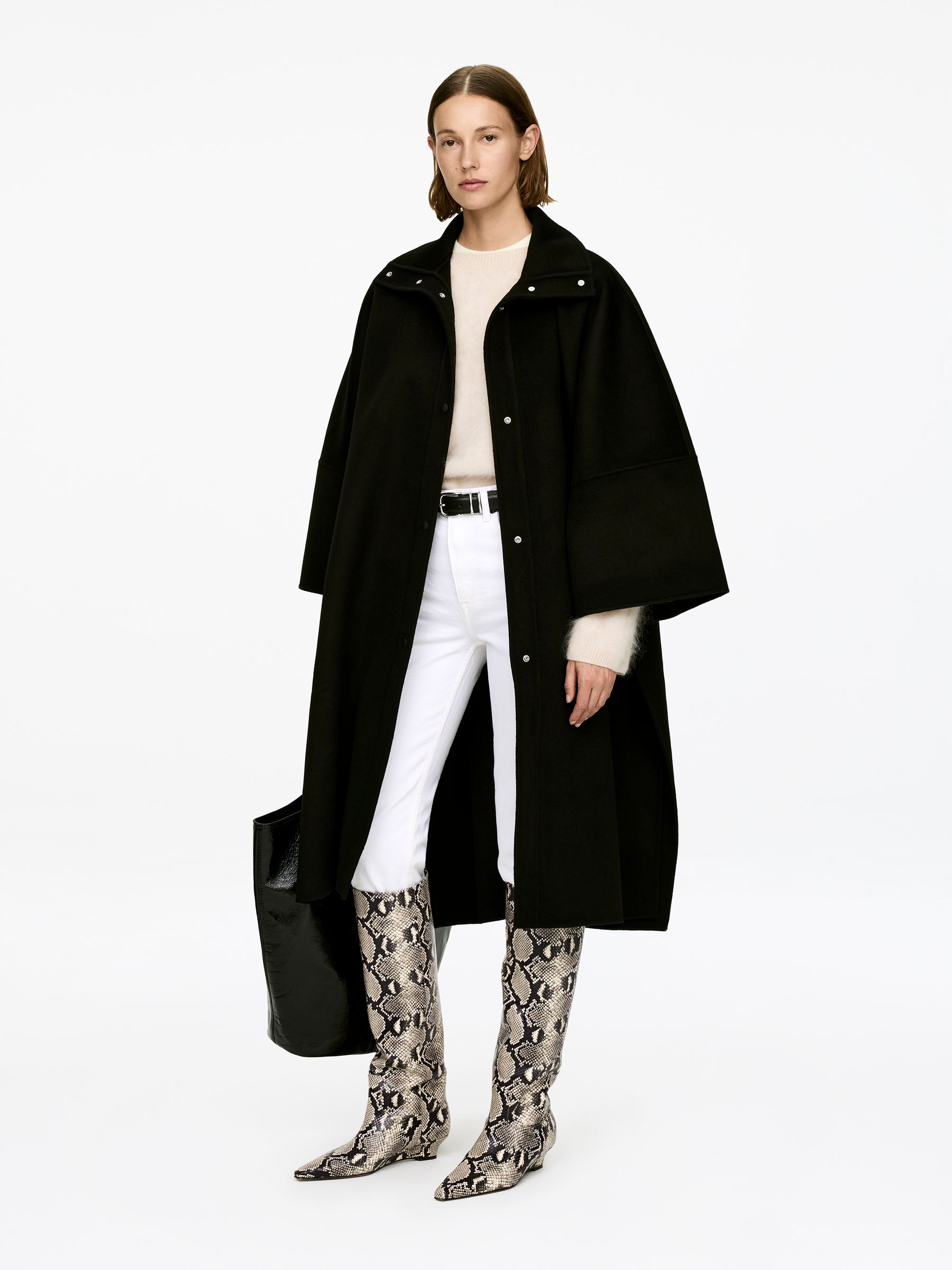 Bottes en cuir à talon compensé - Beige/Noir - Femme - StillMedia/Lookbook - 7