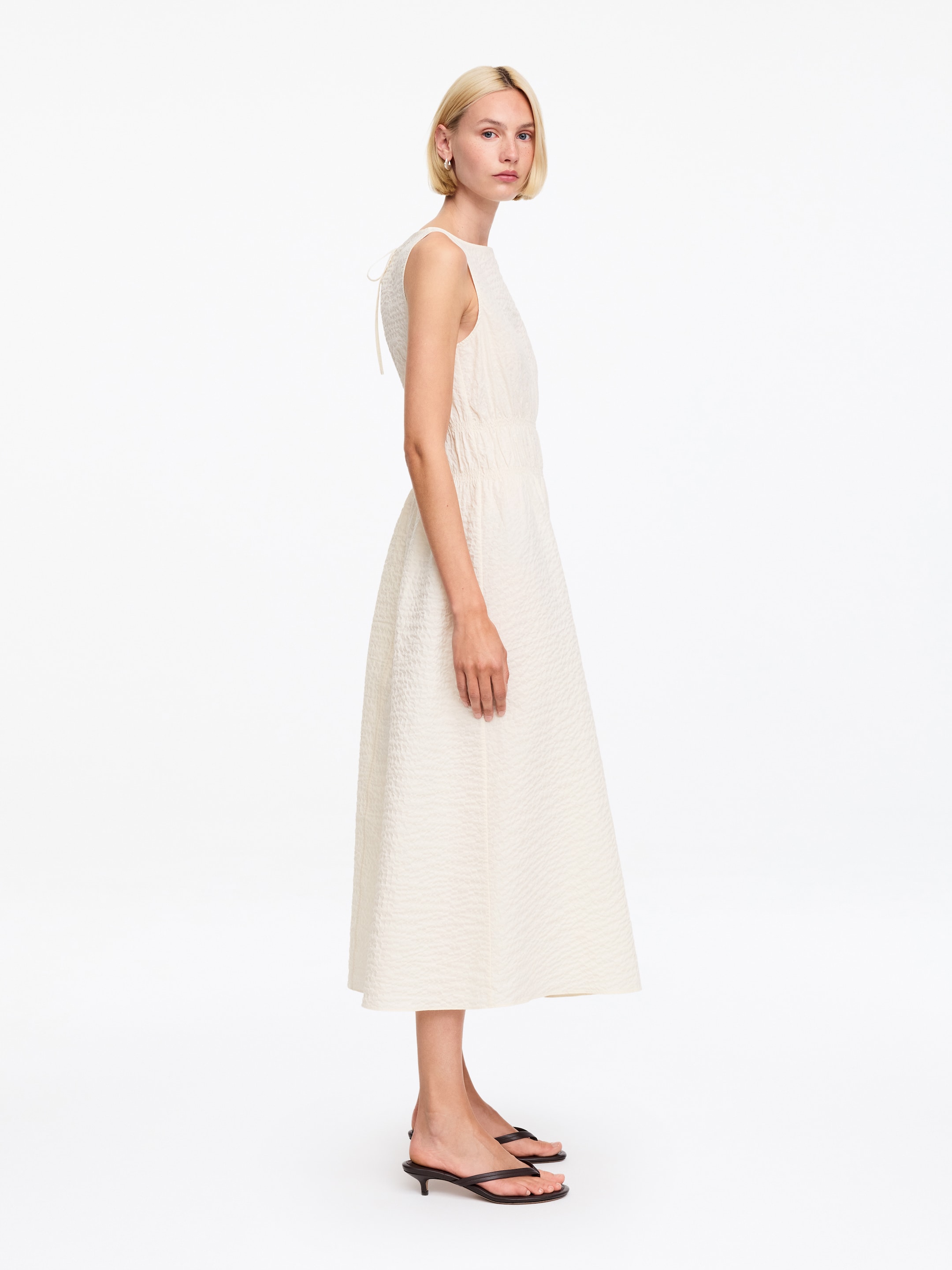 Robe en seersucker - Blanc cassé - Slim fit - Femme - StillMedia/Lookbook - 5