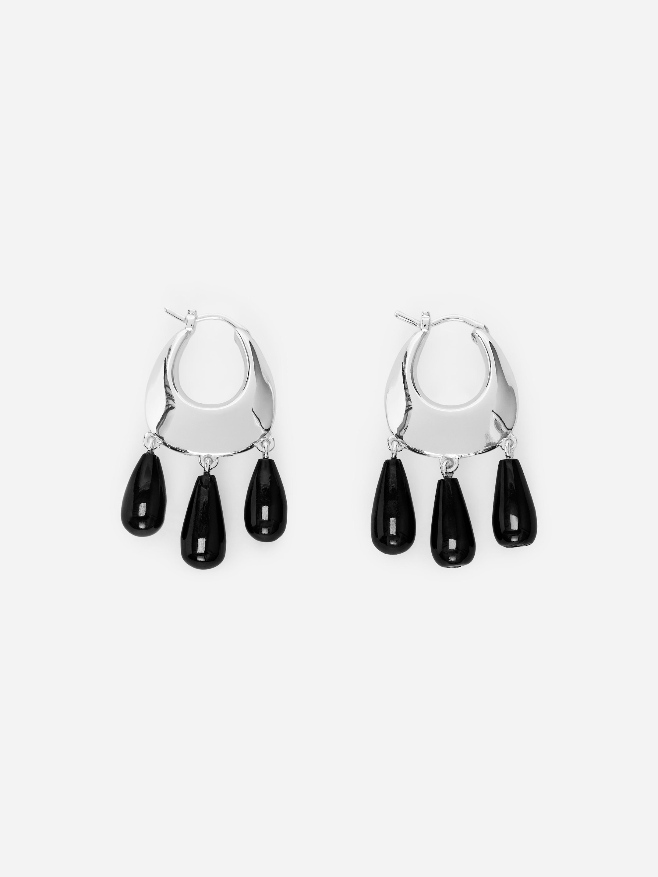 Silver-Plated Hoop Earrings-#DFDEDE-17926