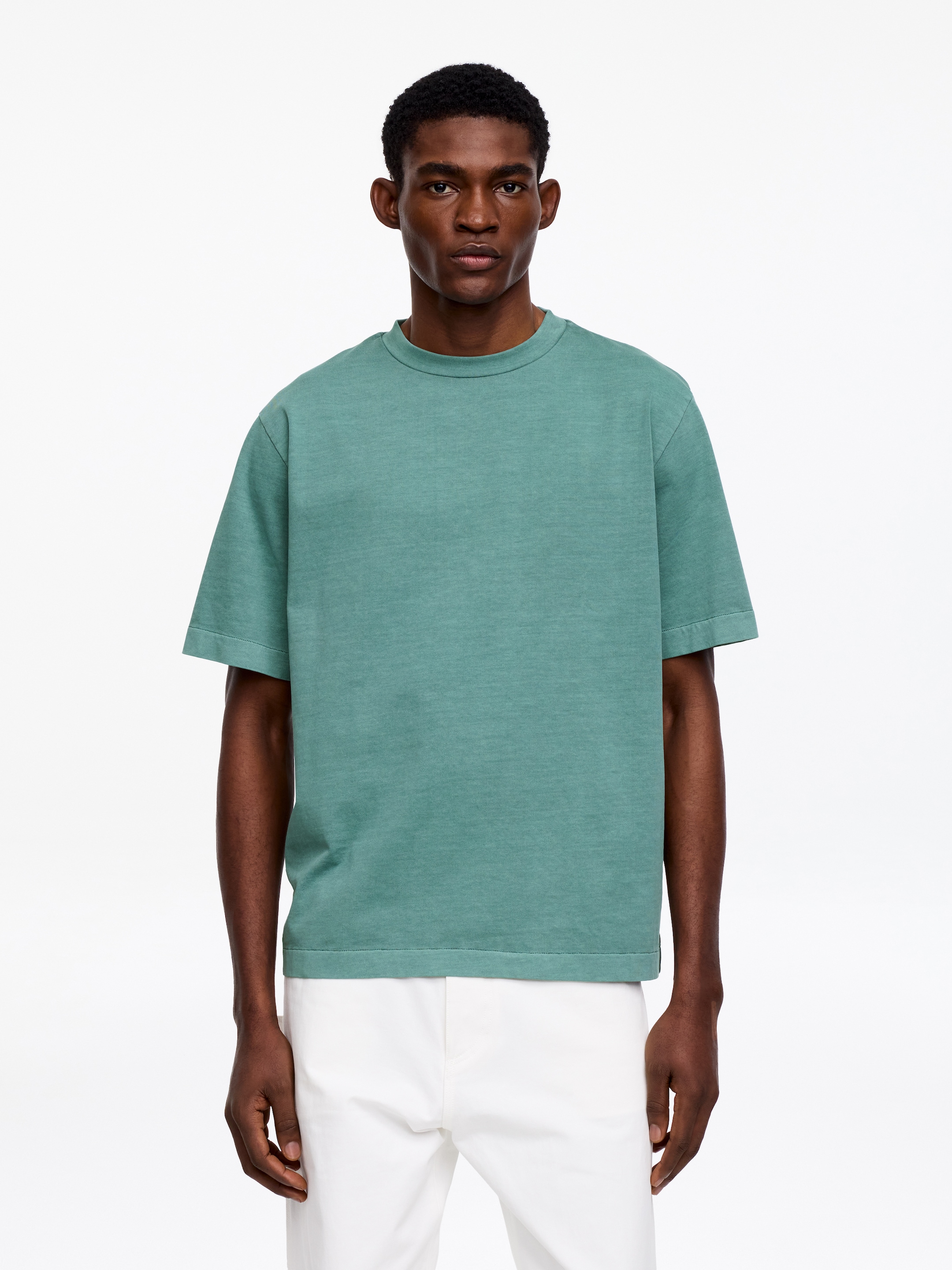 Garment-Dyed Interlock T-Shirt-#5D7470-18365