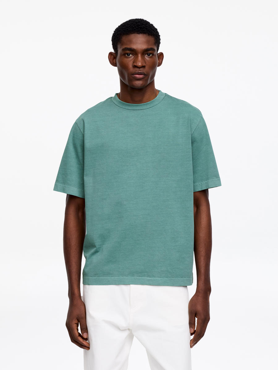 ARKET Men's  Garment-Dyed Interlock T-Shirt Green,  size L