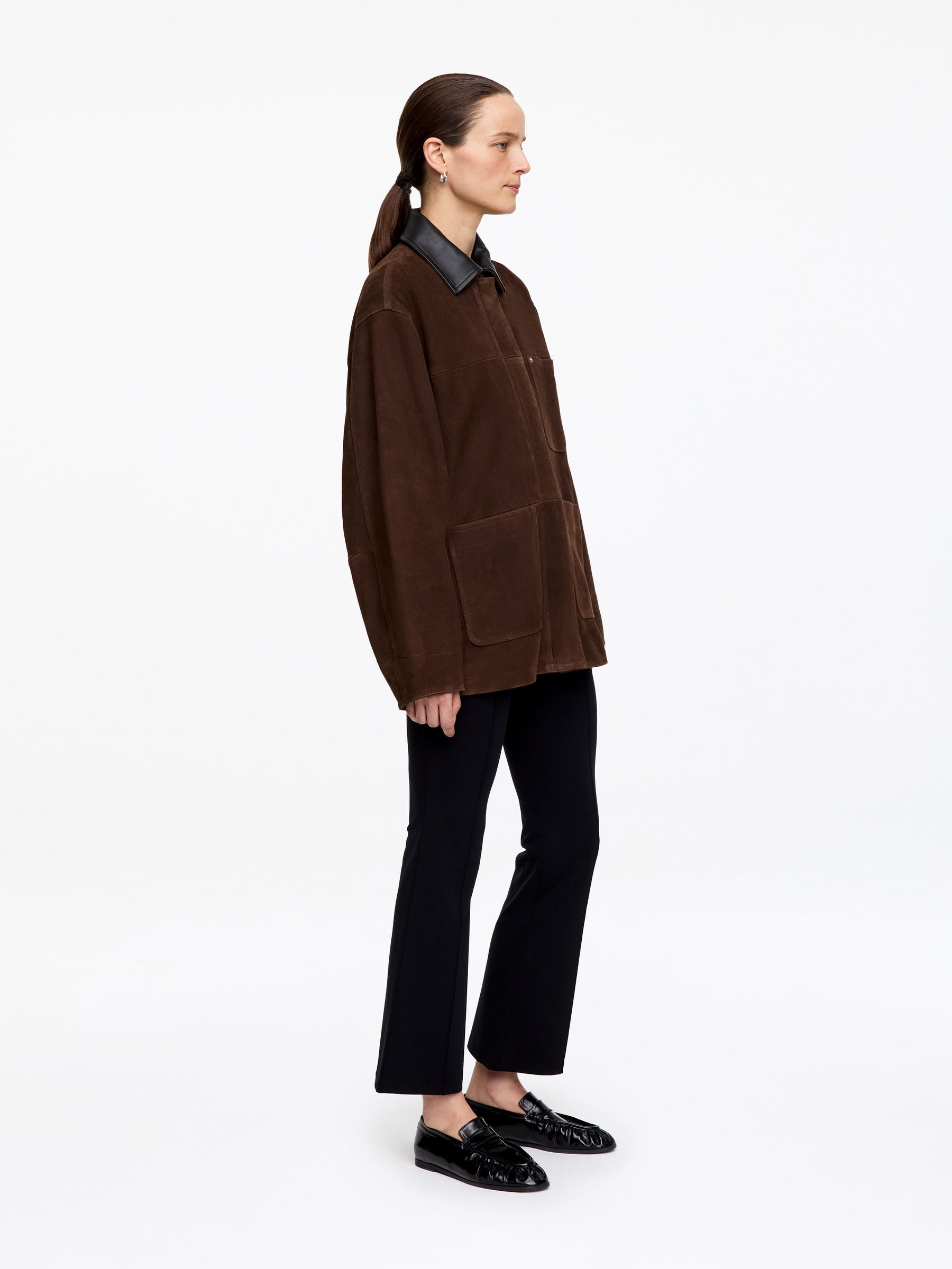 Giacca in pelle scamosciata - Marrone scuro - Oversize - Women - StillMedia/Lookbook - 10
