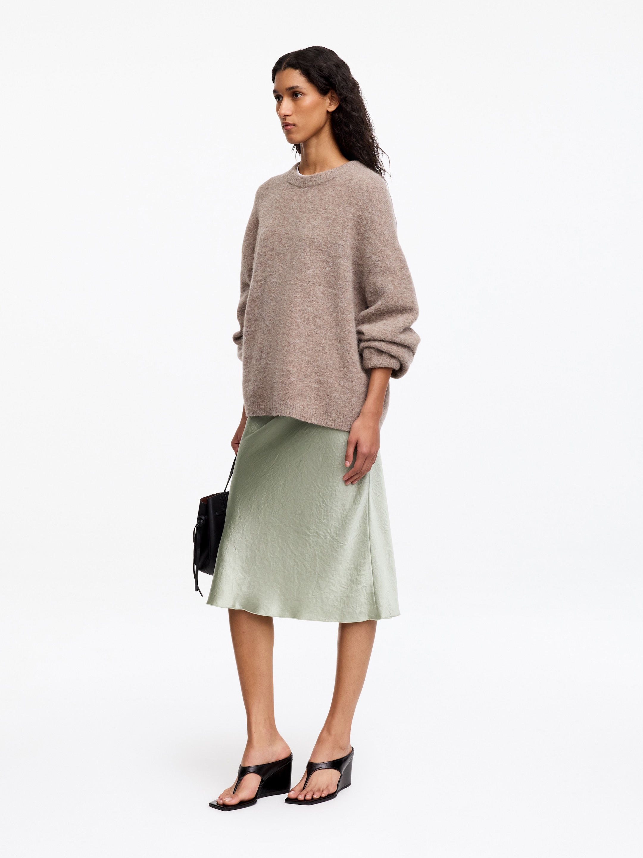 Falda lencera de satén - Verde claro - Corte estándar - Women - StillMedia/Lookbook - 5