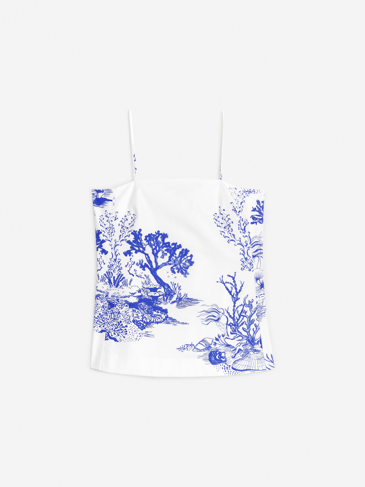 Print Strap Top - White/Blue
