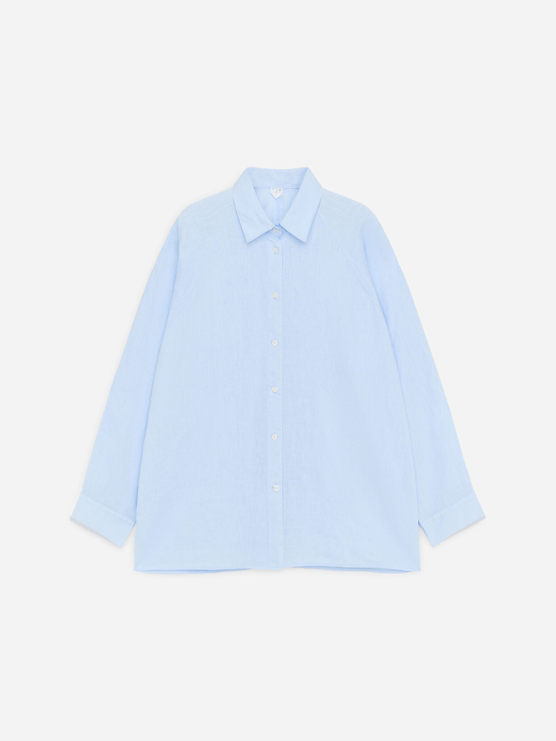 Lniana koszula o luźnym kroju-Niebieski-18915