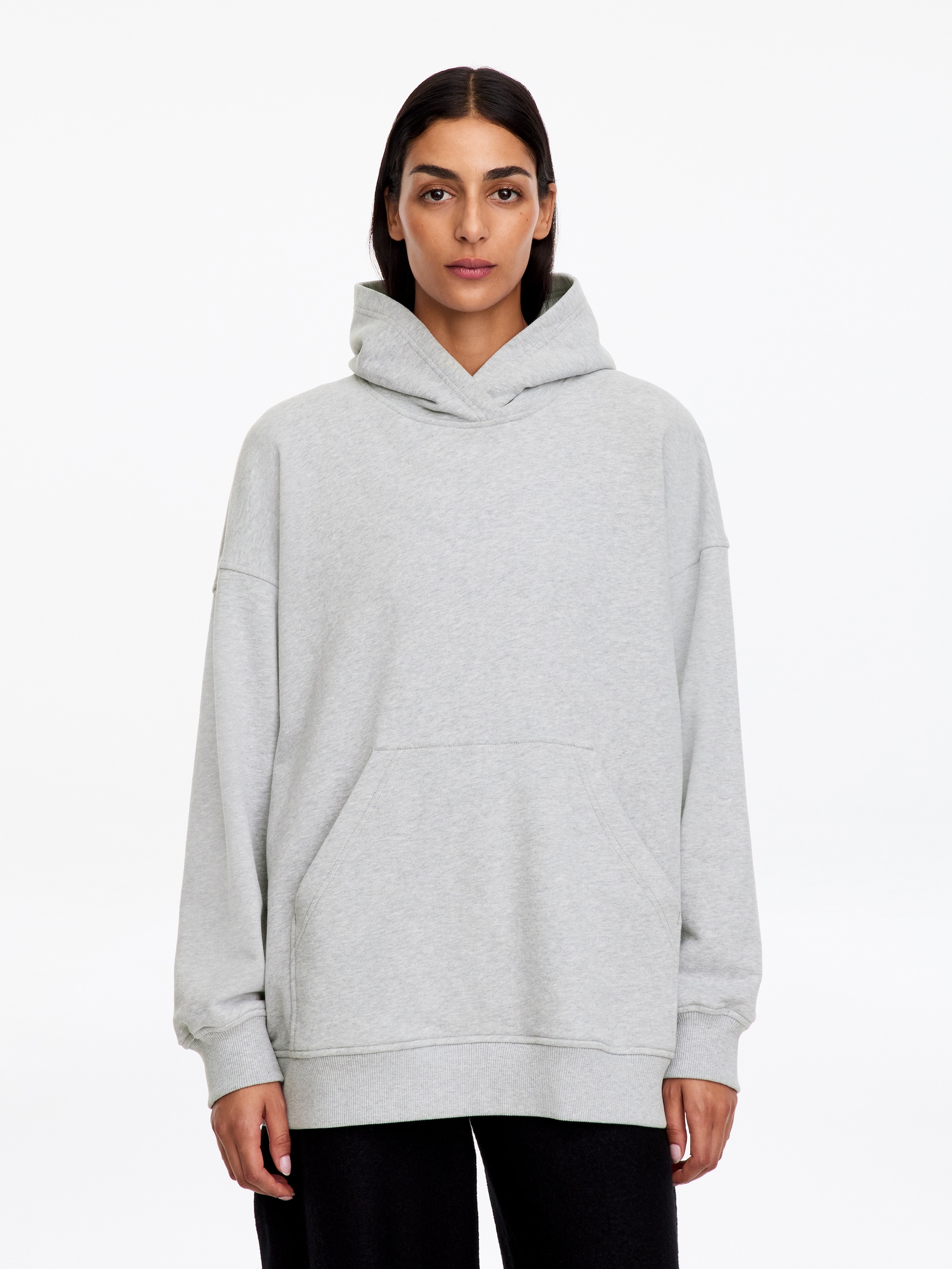 Kapuzenpullover aus angerautem French Terry-Grey-20863