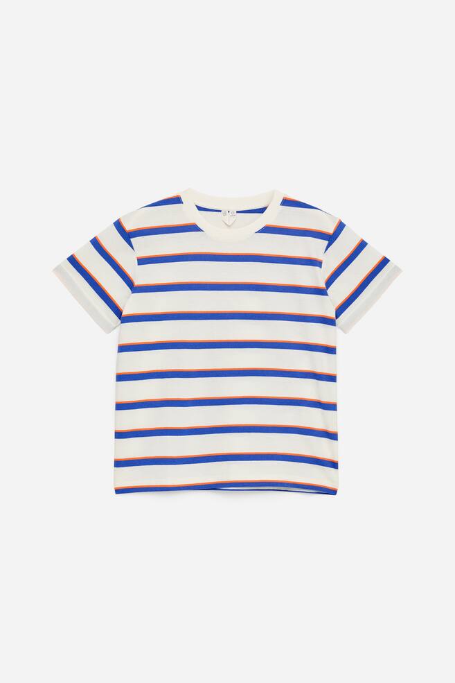 Crew-Neck T-Shirt - White/Orange/Blue/Blue/Khaki Green/Green/White - 1