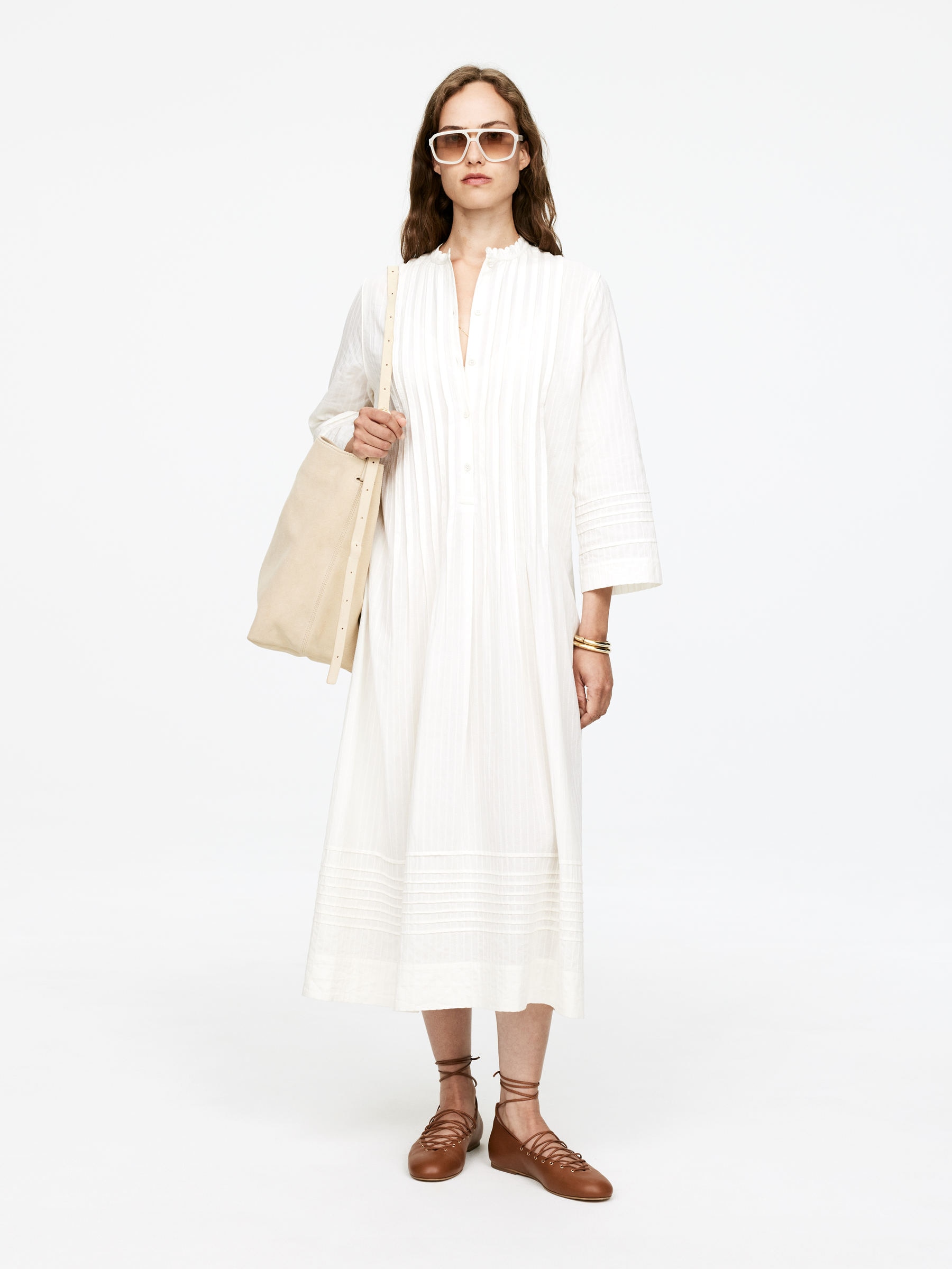 Pintuck Dress – Off White – Women – ARKET GB