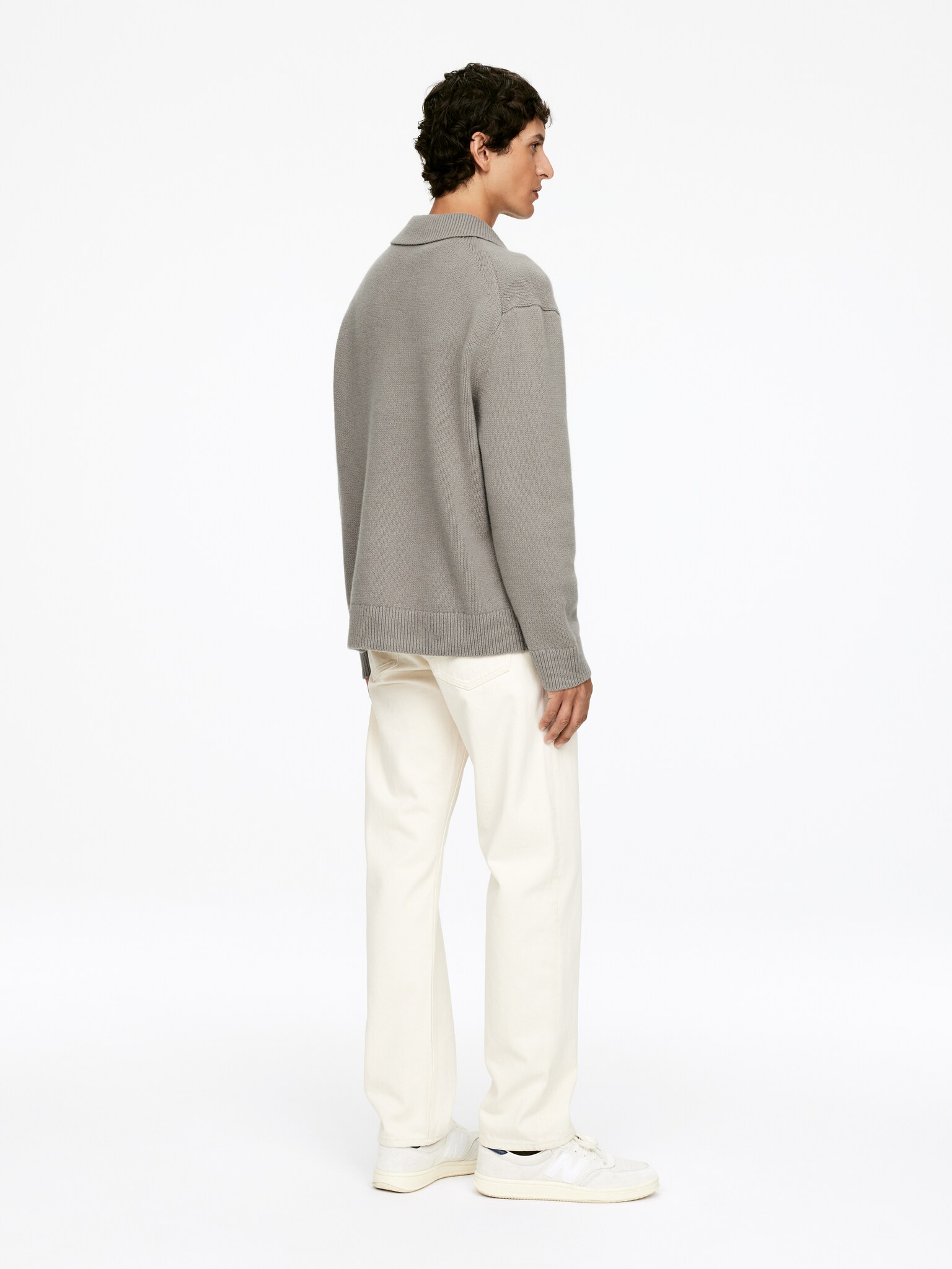 Gebreid wollen poloshirt met rits - Taupe/Zwart/Grijs/Donkergroen/Bruin - 5