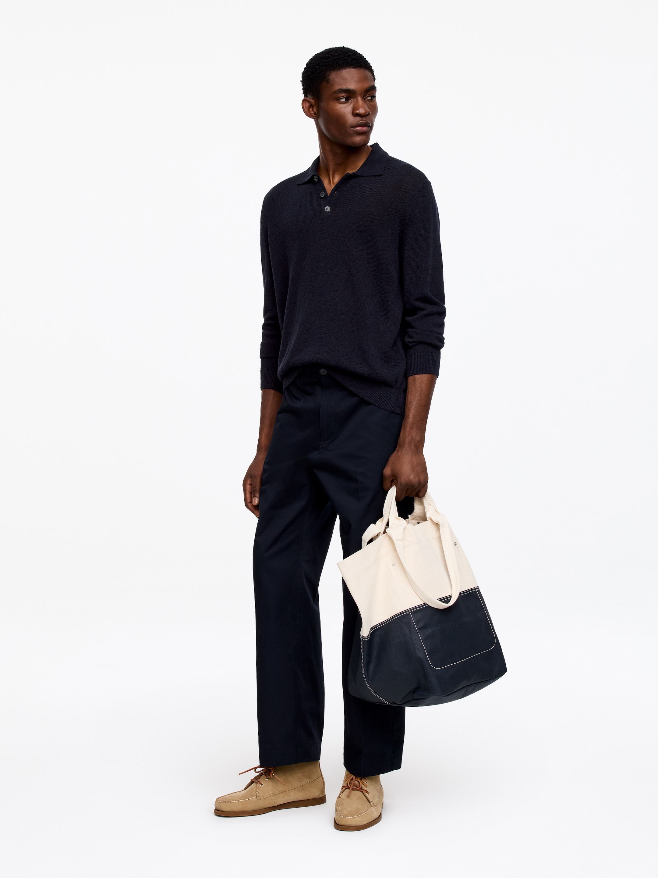 Linen Blend Polo Shirt - Dark Blue - Regular fit - Men - StillMedia/Lookbook - 3