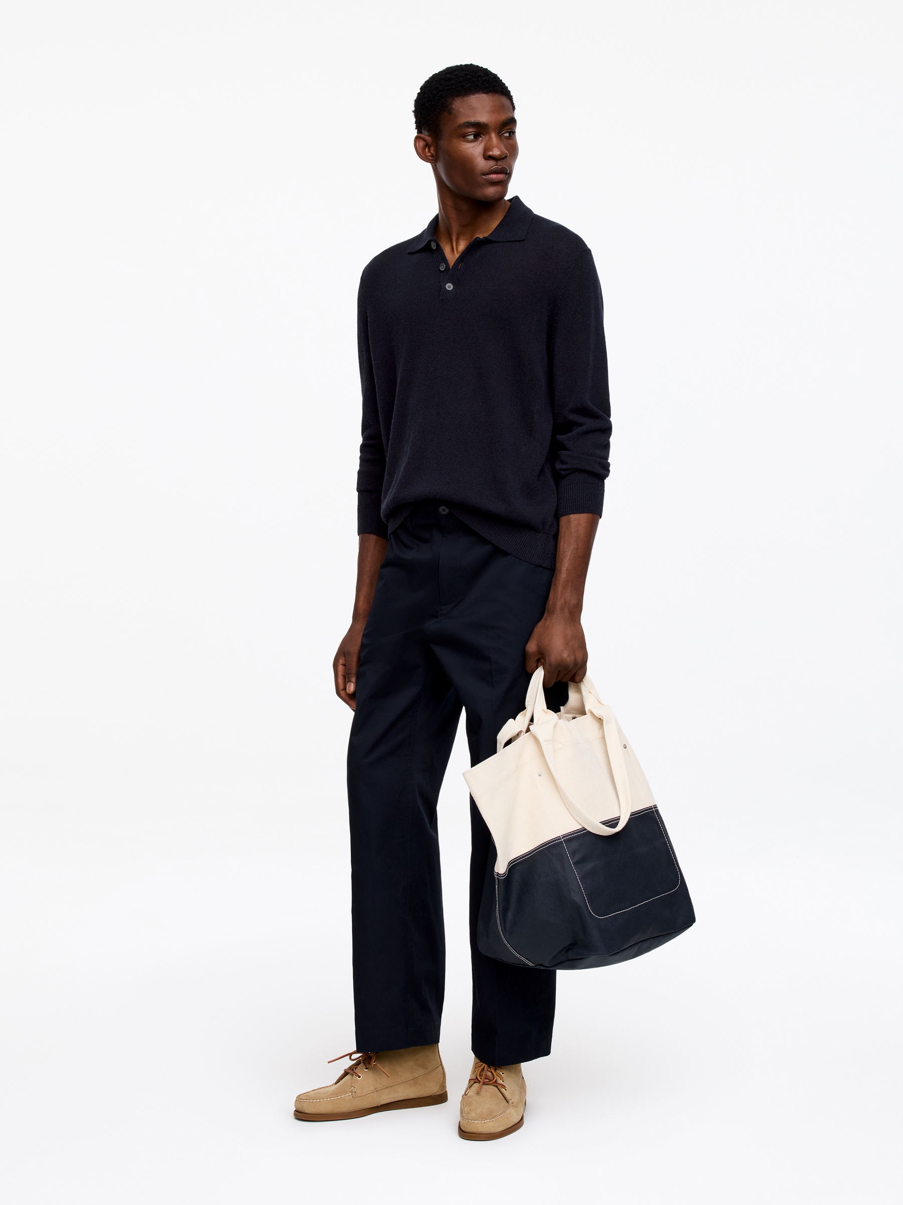 Linen Blend Polo Shirt - Dark Blue - Regular fit - Men - StillMedia/Lookbook - 3