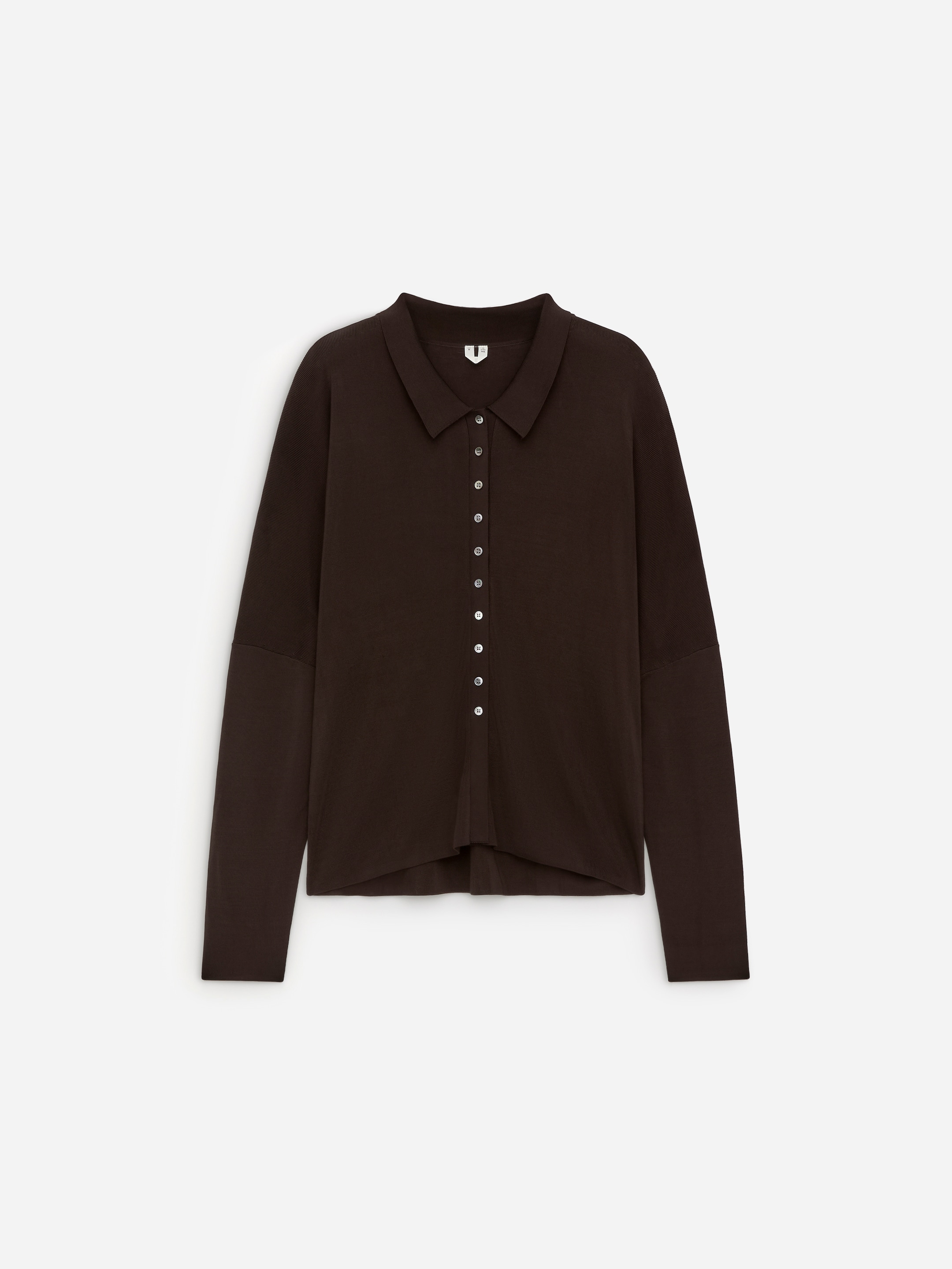 Camicia con lavorazione a maglia sottile-#2d1d1a-17082