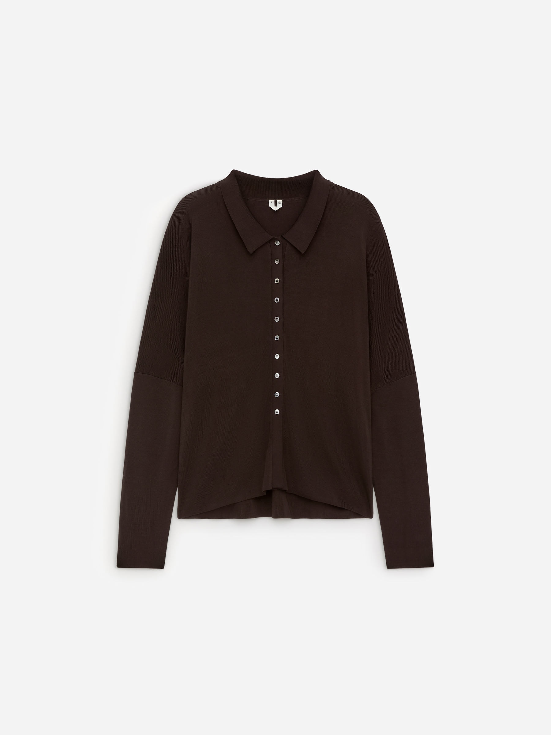 Finstickad skjorta-Brun-17082