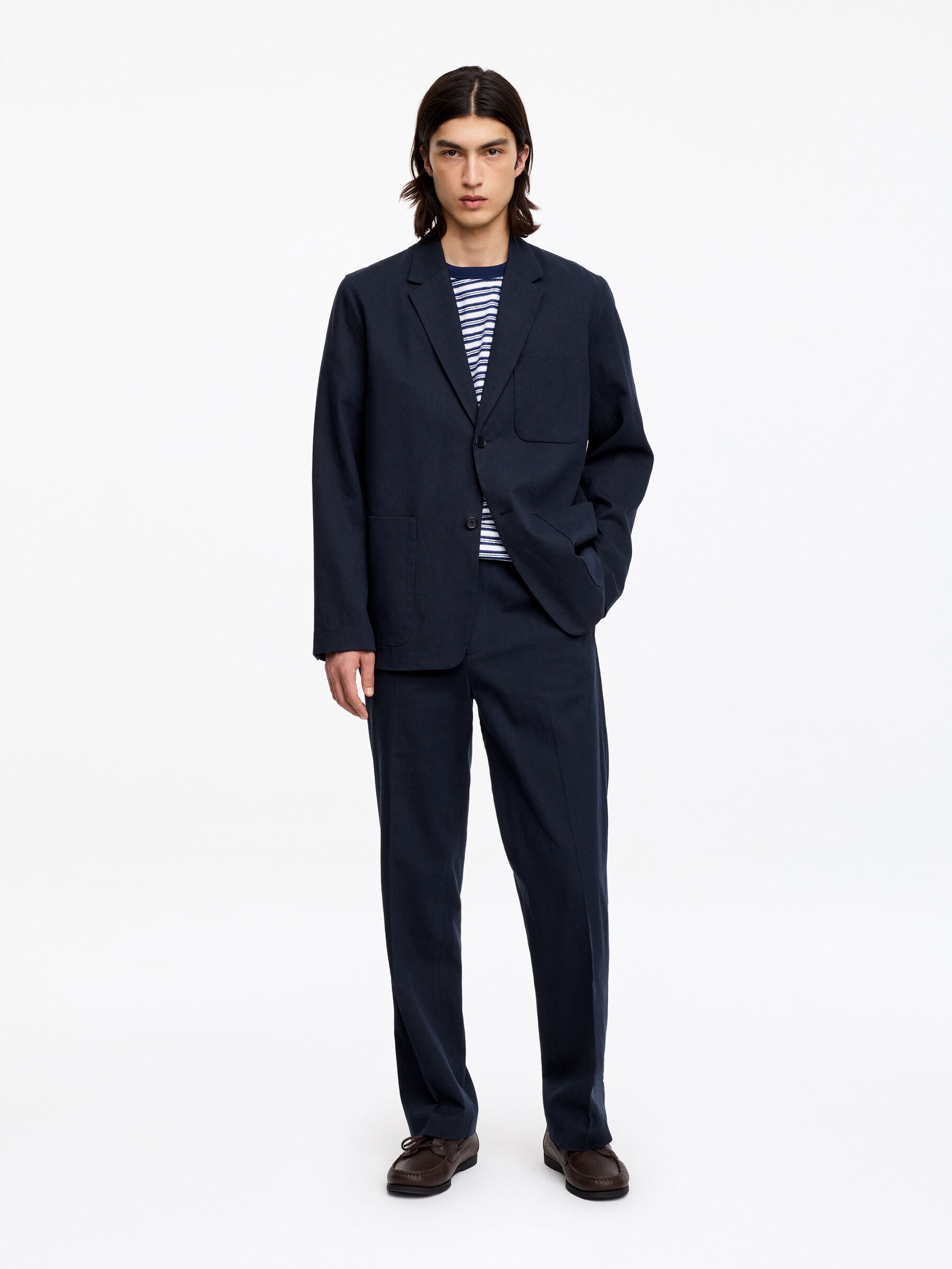 Linen Blend Blazer-#272930-19560
