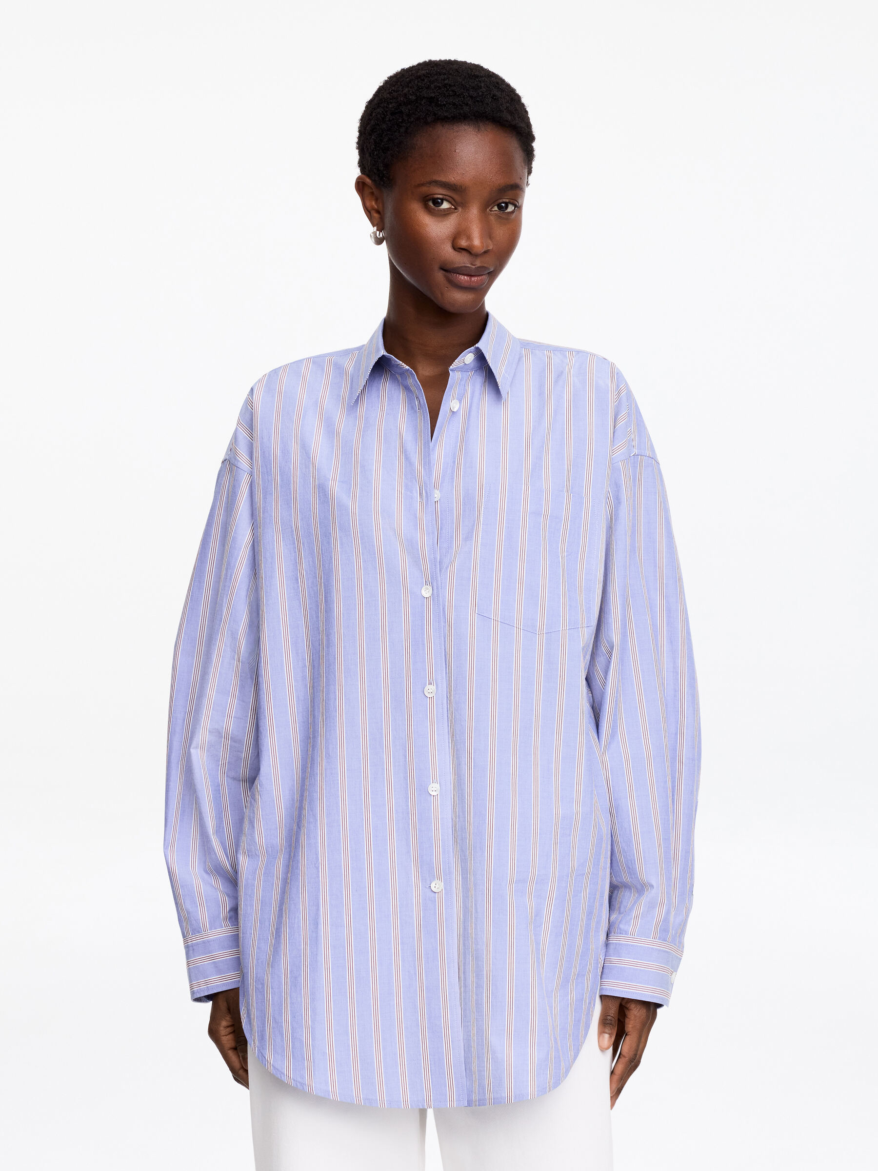 Oversized Batwing Shirt-#7284B8-18970