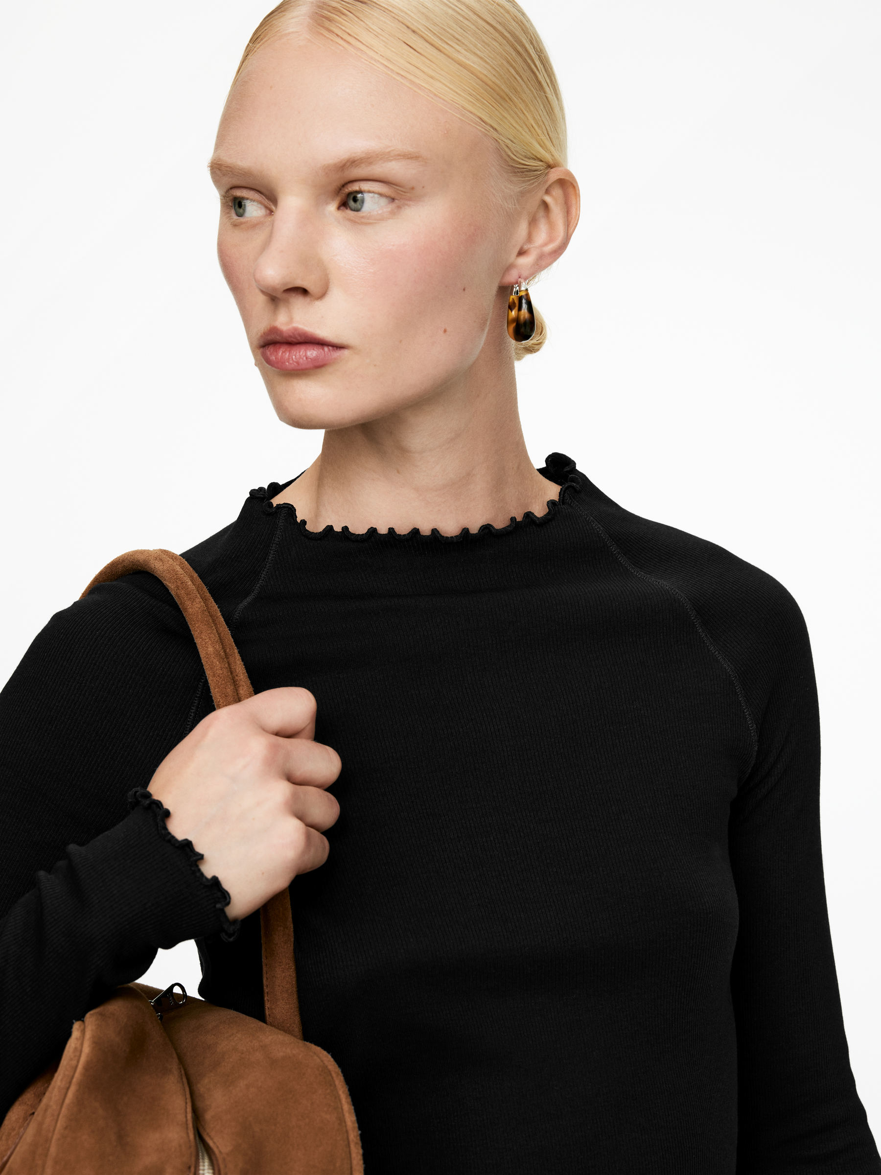 Långärmad t-shirt med babylock - Svart - Slim fit - Women - StillMedia/Lookbook - 4