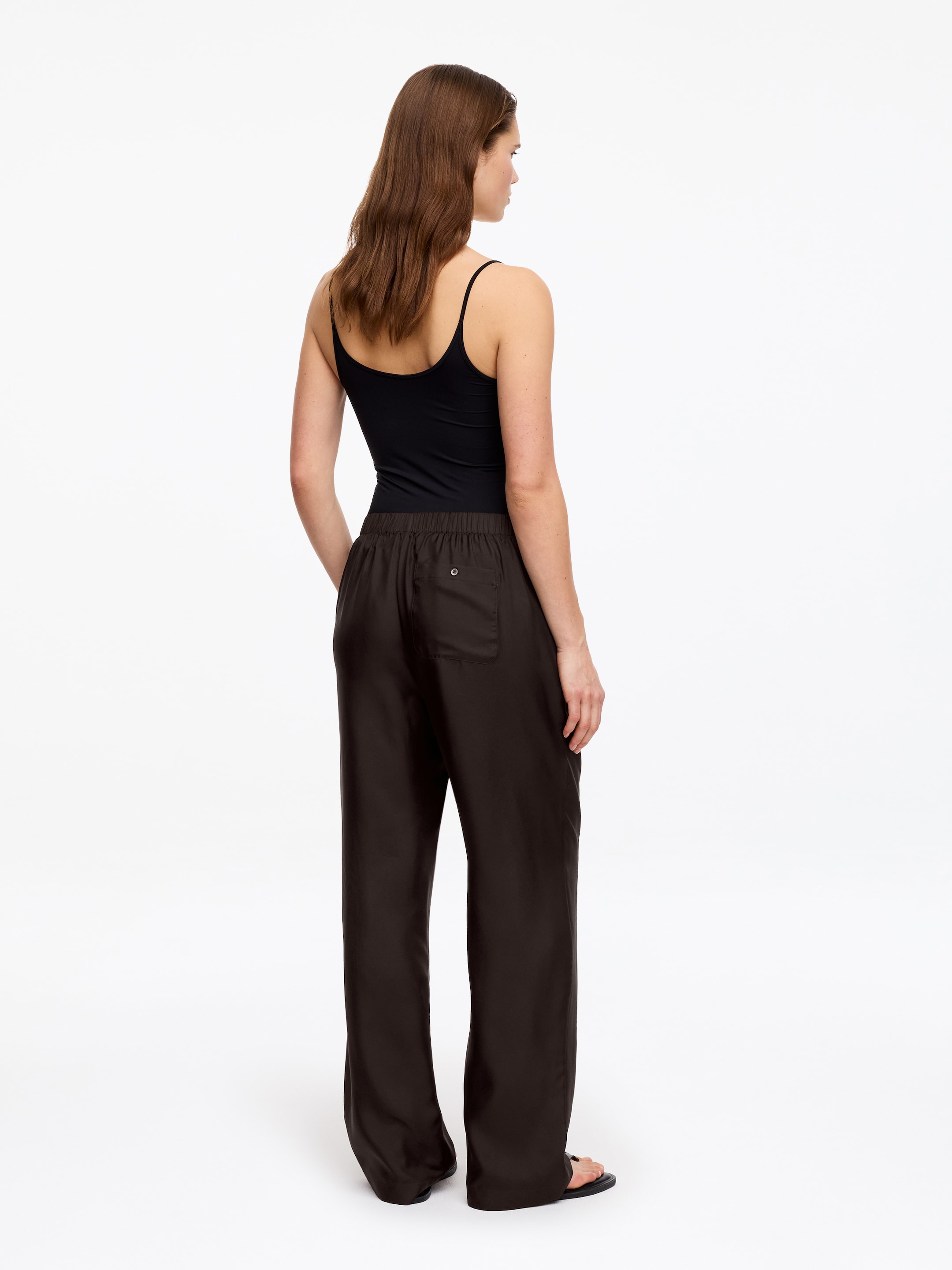 Silk Twill Trousers - Dark Brown - Regular fit - Women - StillMedia/Lookbook - 5