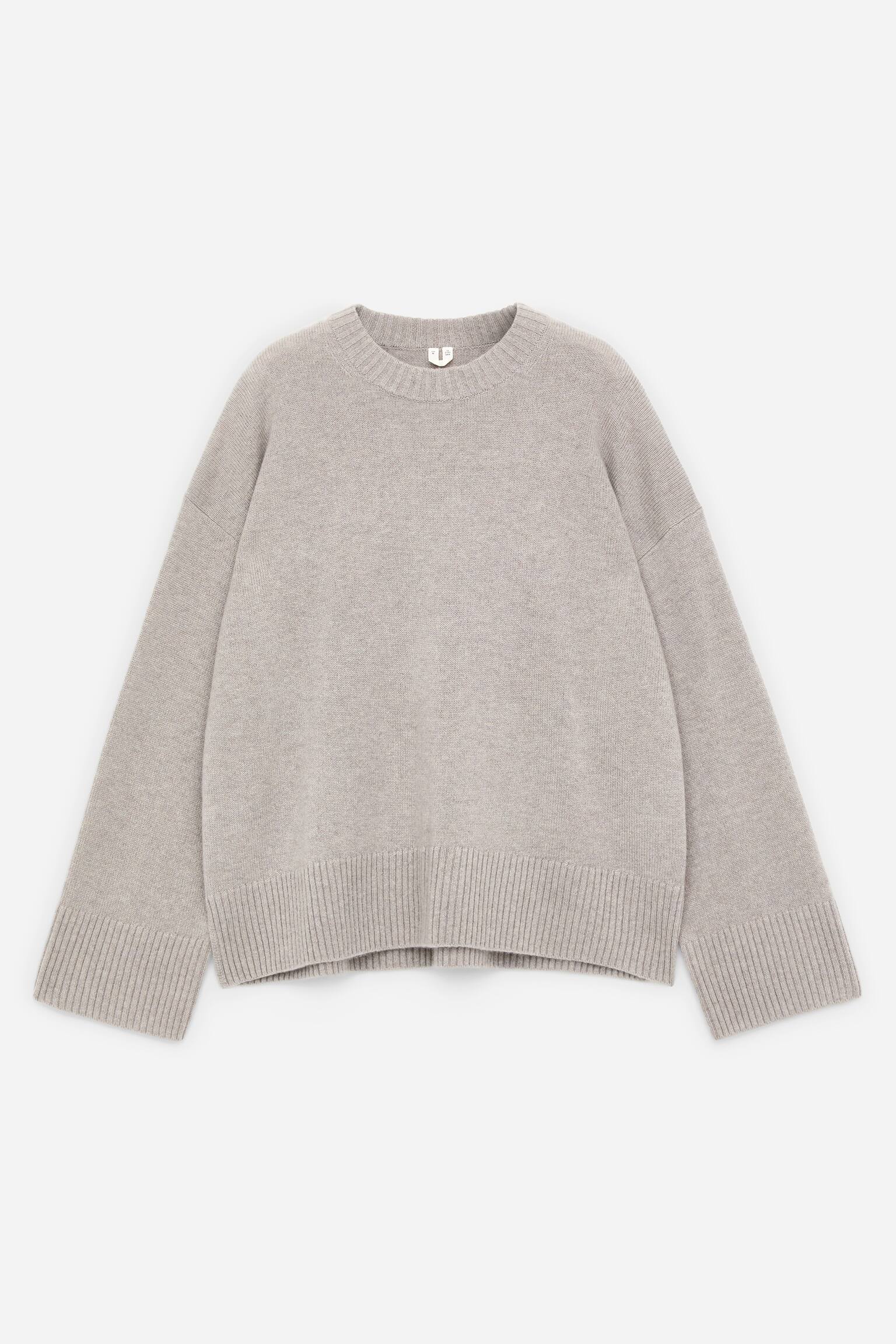 Oversized Pure Cashmere Jumper​ - Světle šedohnědá/Červená/Burgundy - 1