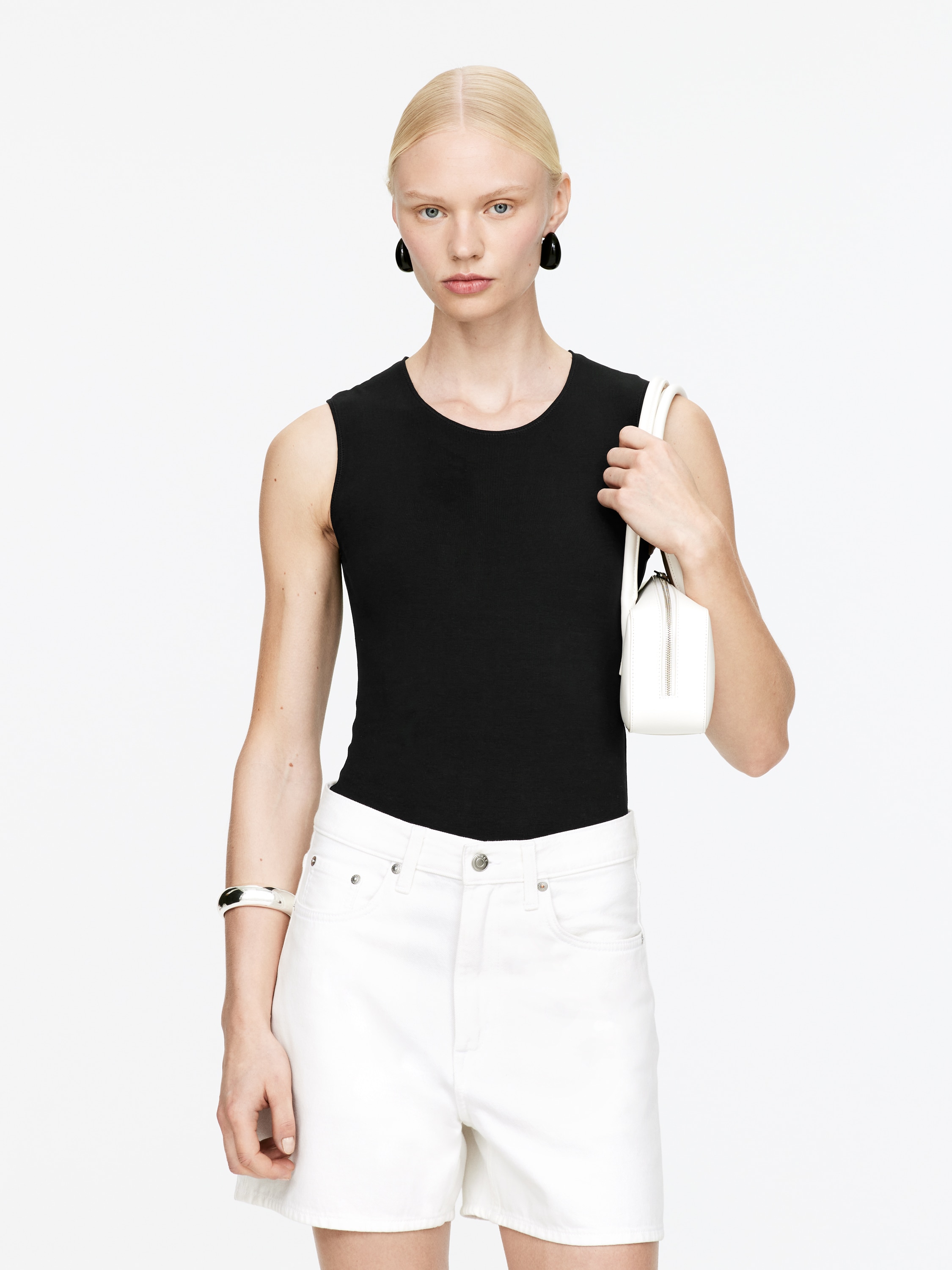 Ujjatlan body - Fekete/Fehér