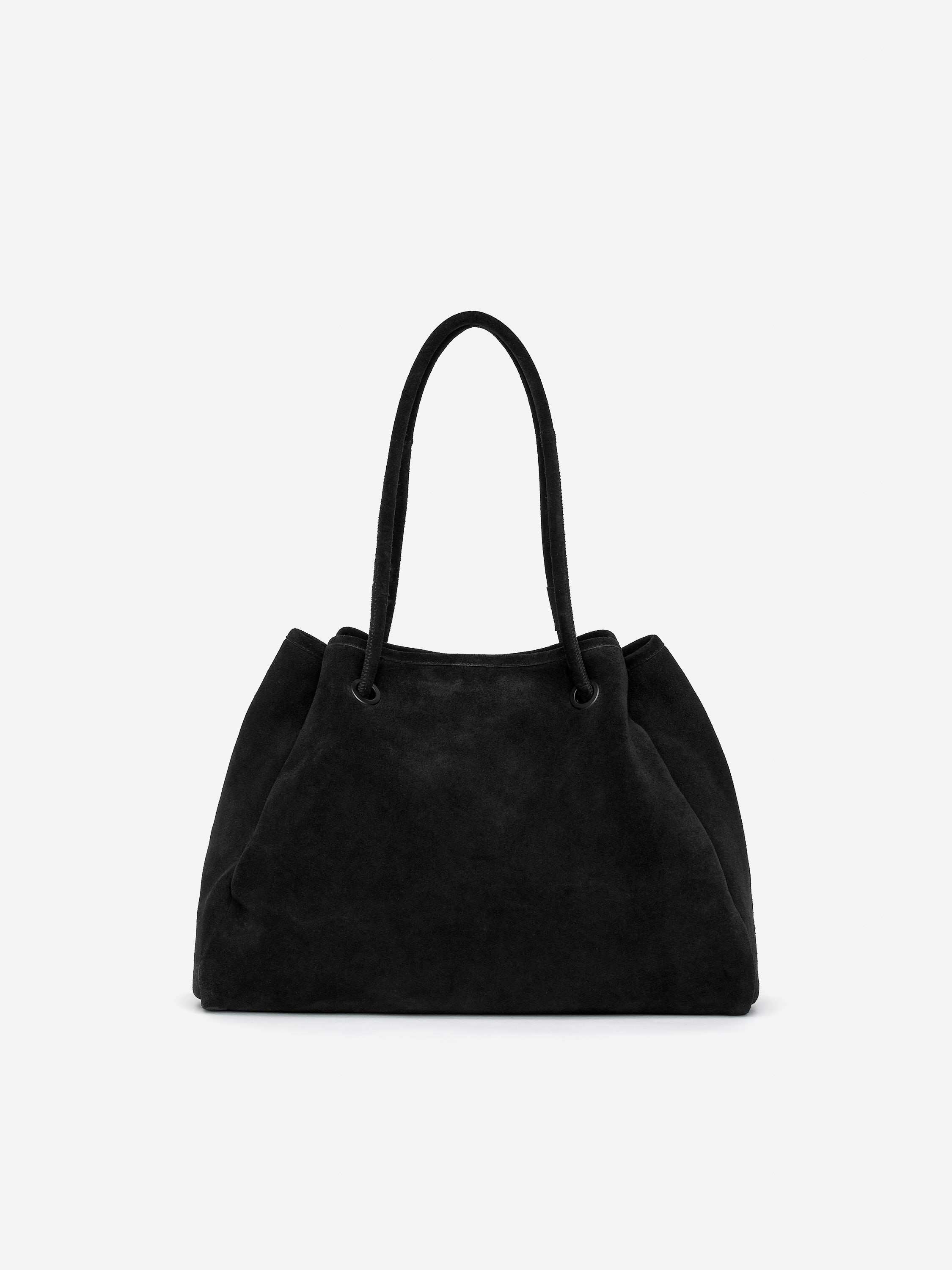 Suede Tote Bag-Black-16951