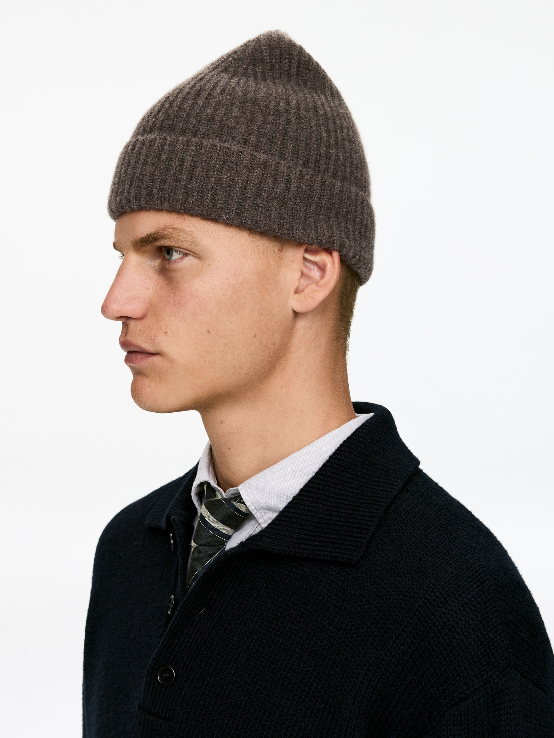 Cashmere-Wool Beanie-#3F3838-17019