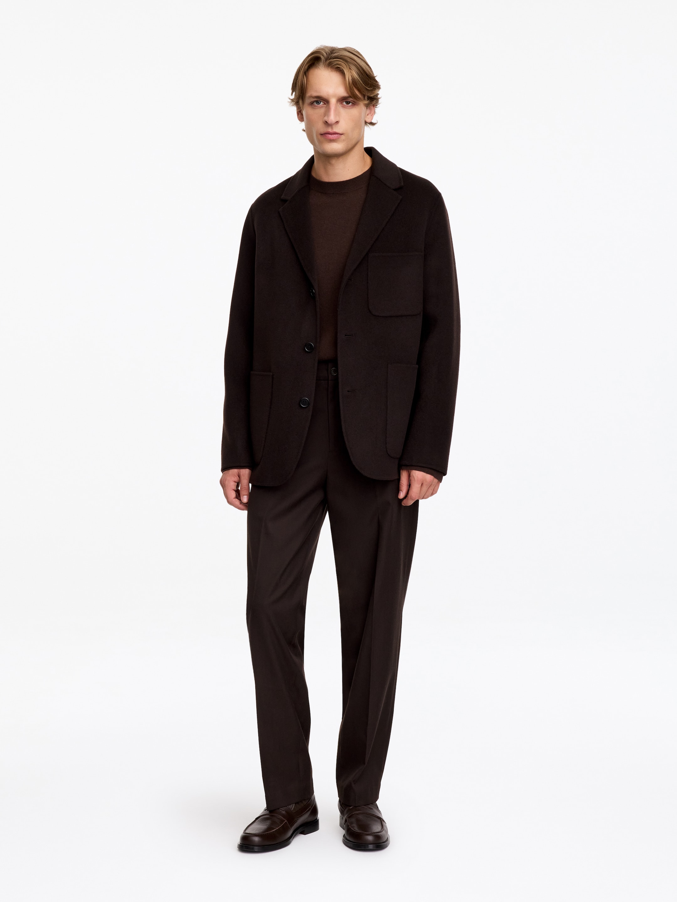 Relaxed Tailored Trousers-Brown-20789