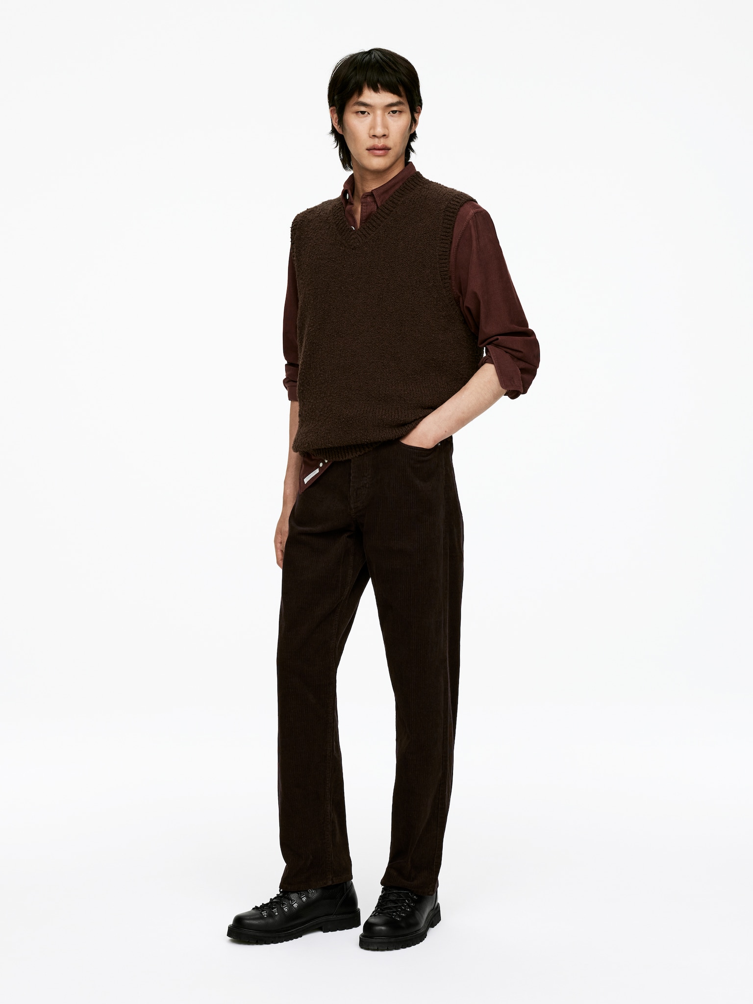 Pantalones de pana LOOSE - Marrón/Negro/Topo claro - 3