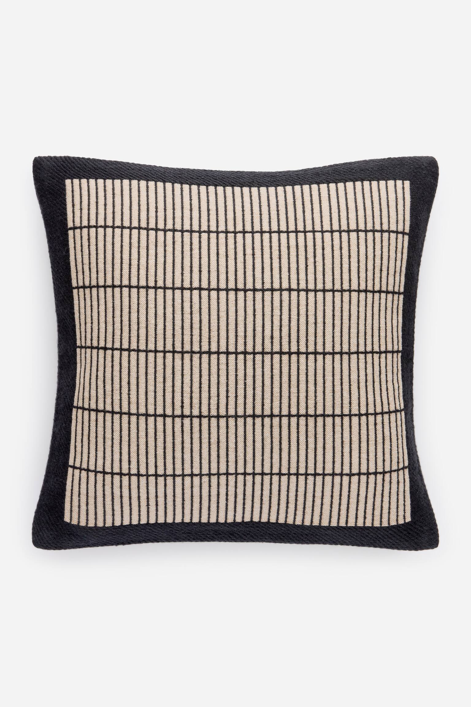 Housse de coussin en coton et laine 50 x 50 cm - Noir/Beige/Beige - 3