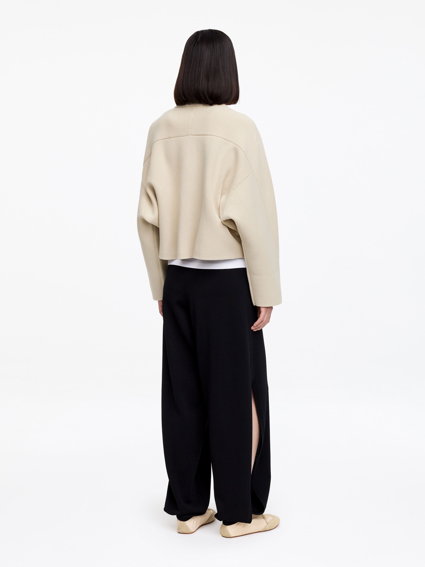 Knitted Cotton Jacket - Beige - Loose fit - Women - StillMedia/Lookbook - 5