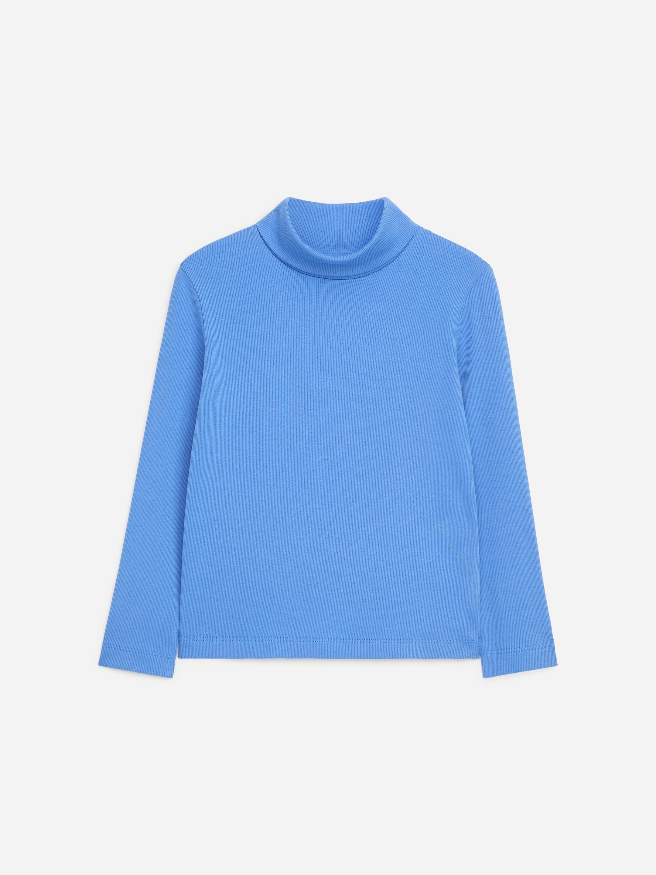 Ribbed Roll-Neck Top-Blue-21307