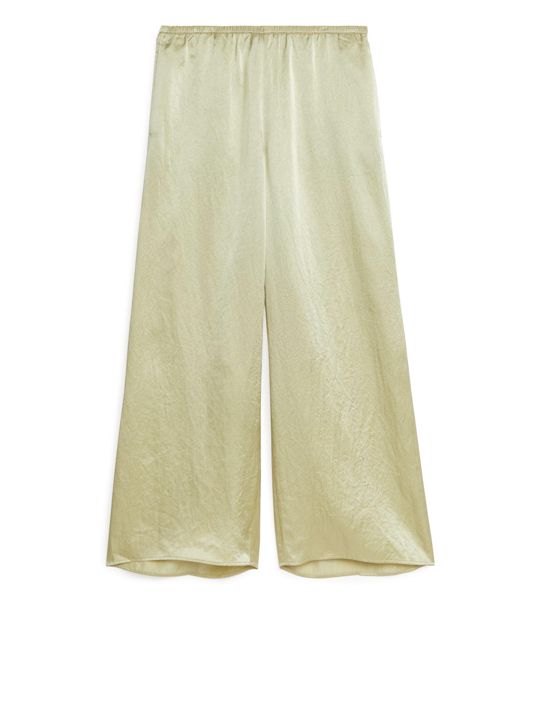 Pantalones de satén de efecto arrugado - Verde claro - Corte holgado - Women - StillMedia/DescriptiveStillLife - 1