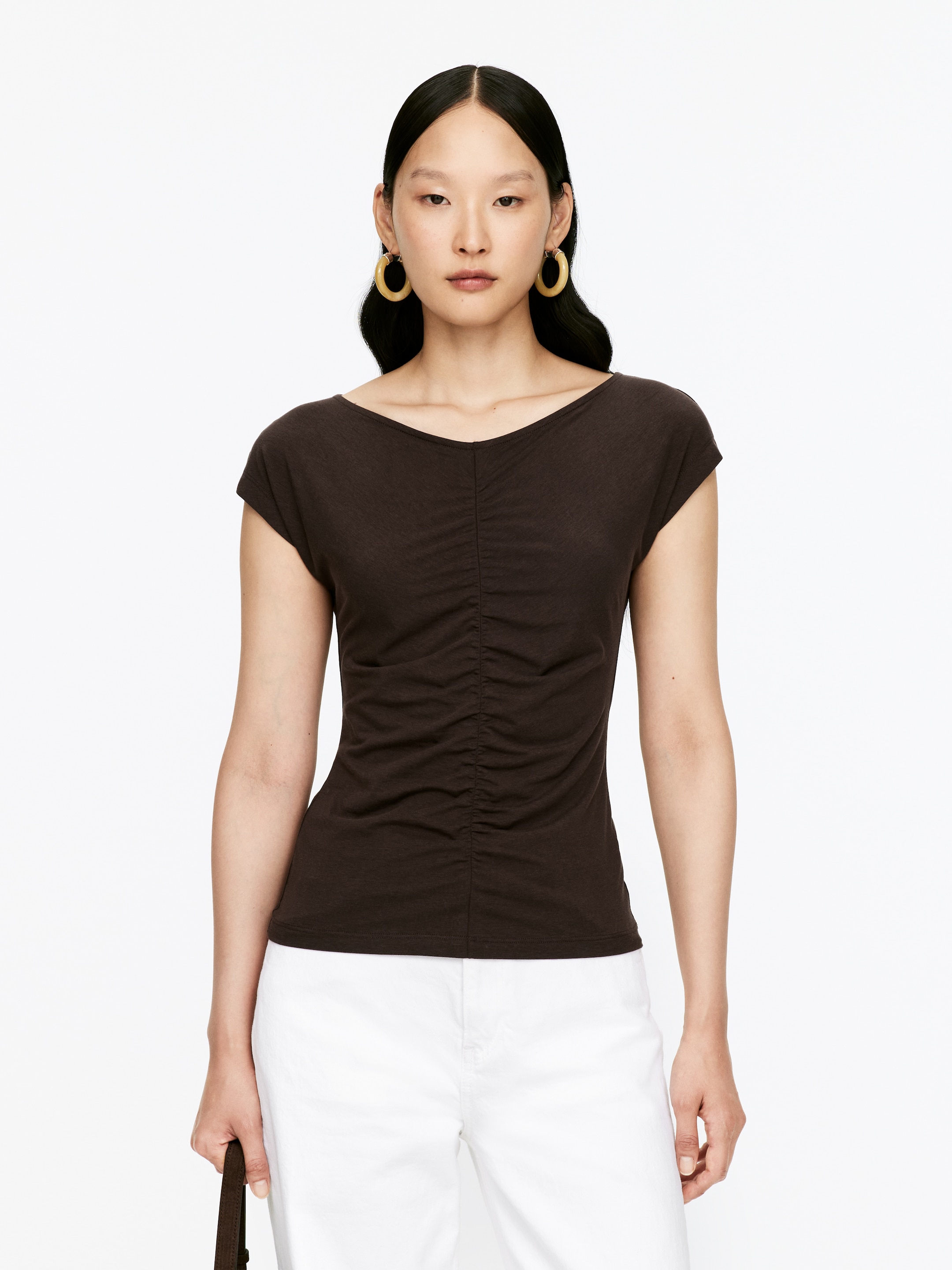 Grösseres Bild ansehen: Gerafftes Oberteil - Dunkelbraun - DAMEN | H&M CH 1