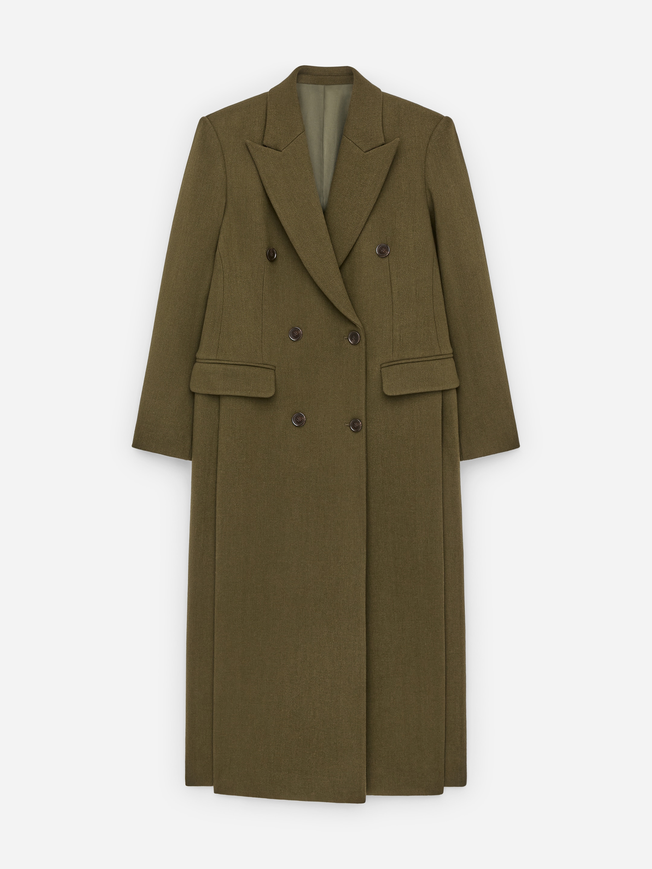 Tailored Wool-Blend Coat-Green-17626