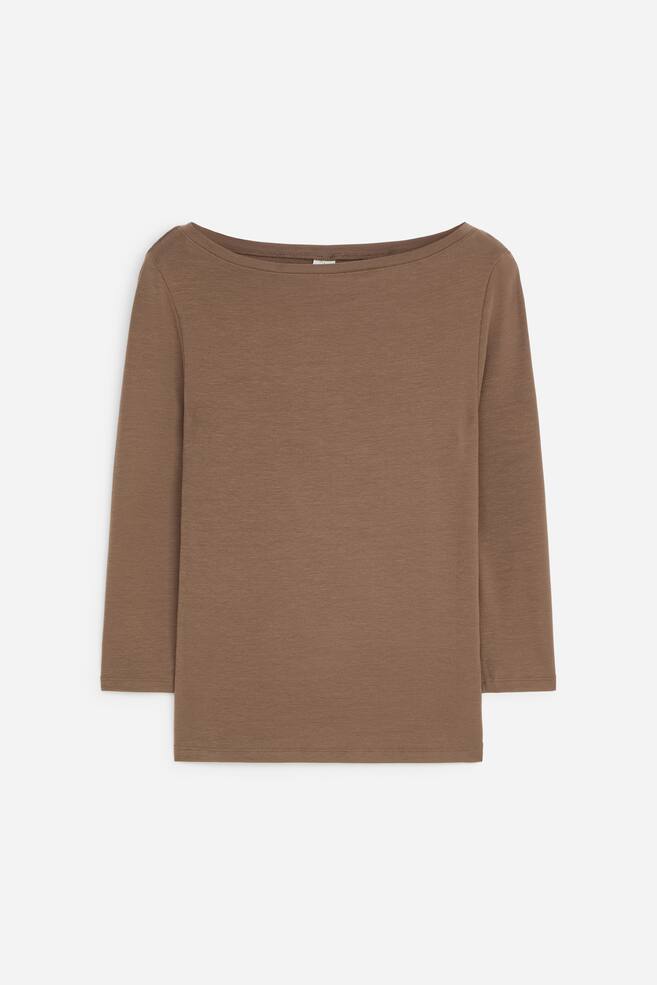 Boat-Neck Top - Dark mole/White - 1
