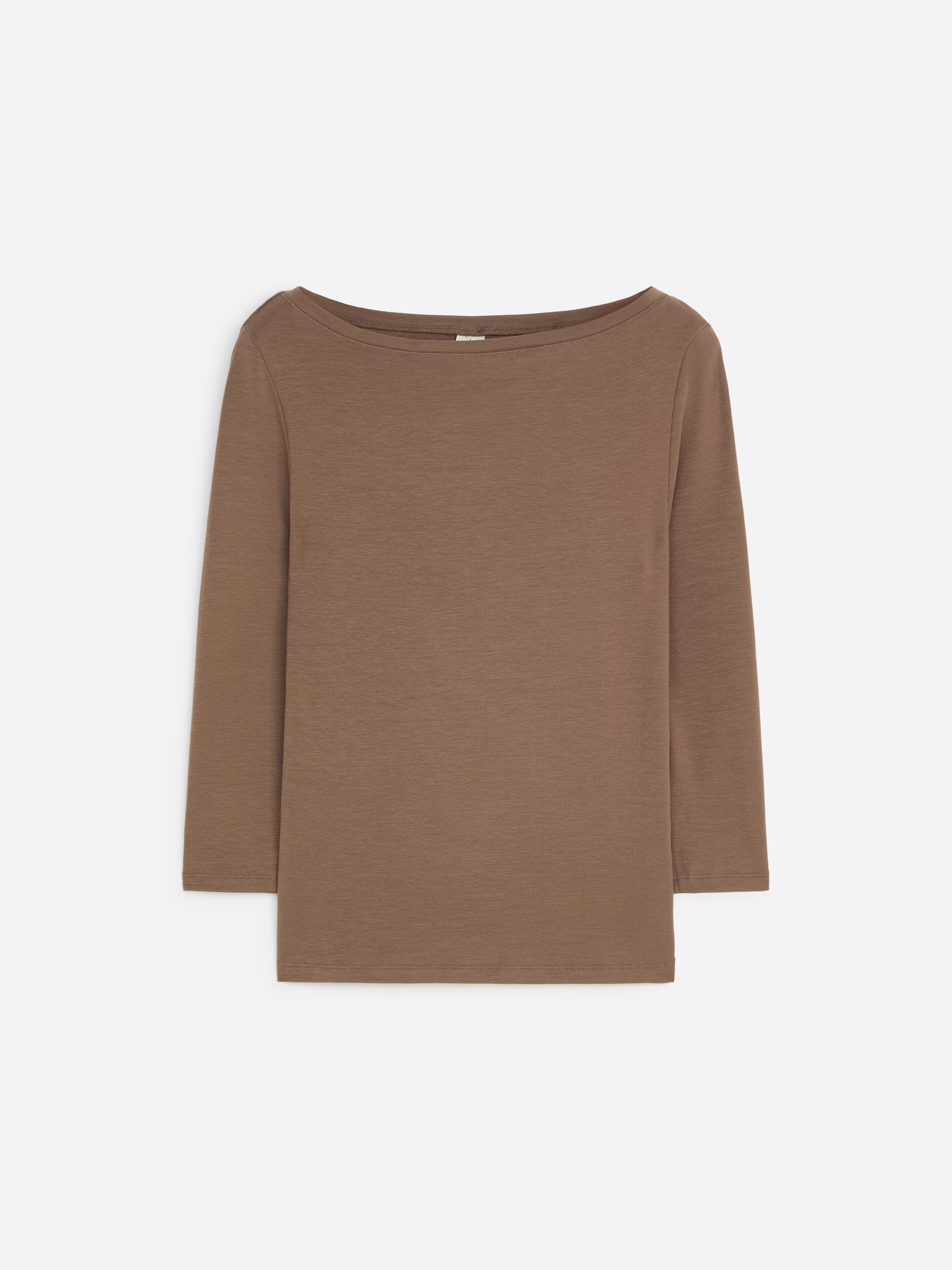 Maglia con scollo a barchetta-Brown-20550