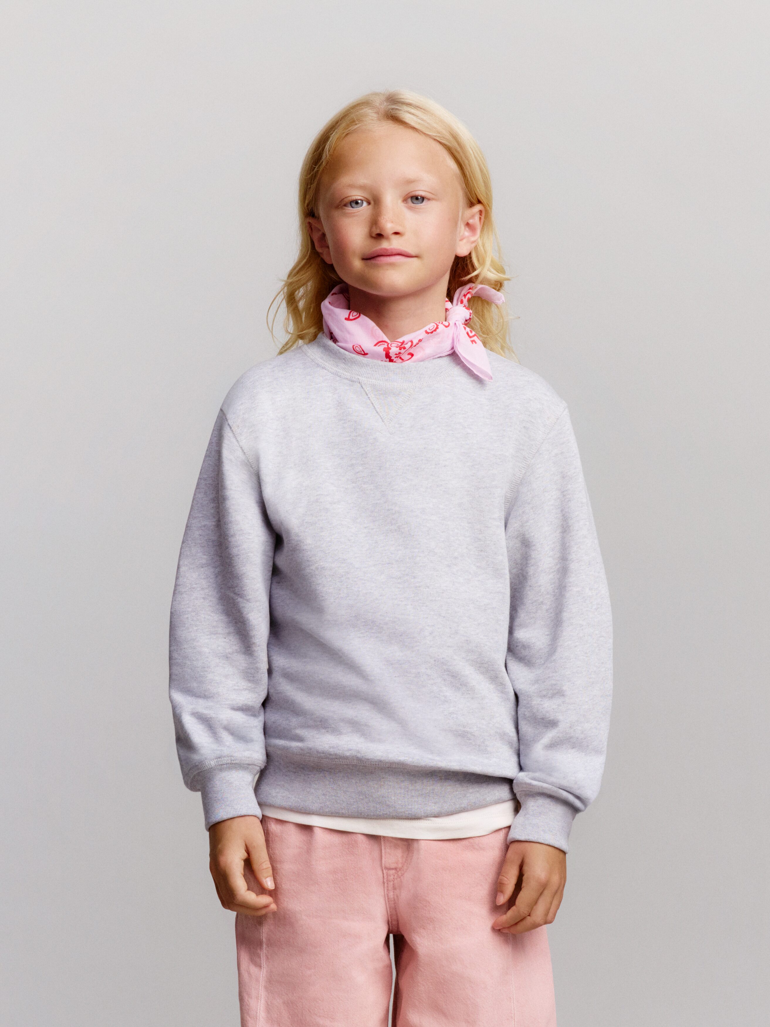 French Terry Sweatshirt - Γκρι Μελανζέ/Σκούρο μπλε/Γαλάζιο/Σκούρο Πράσινο/Πορτοκαλί/Λιλά Ροζ