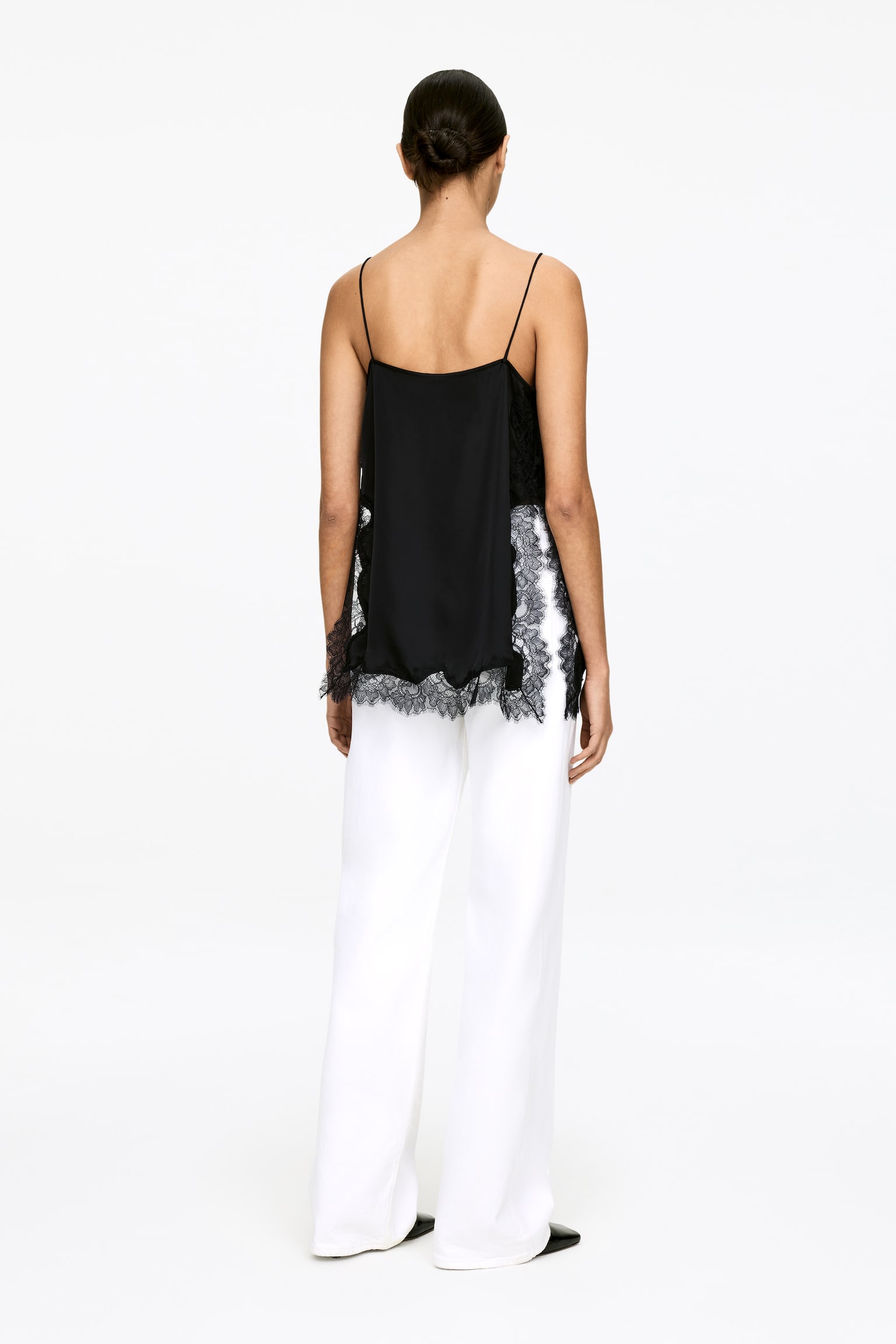 Haut à bretelles avec dentelle - Noir/Beige clair - 5